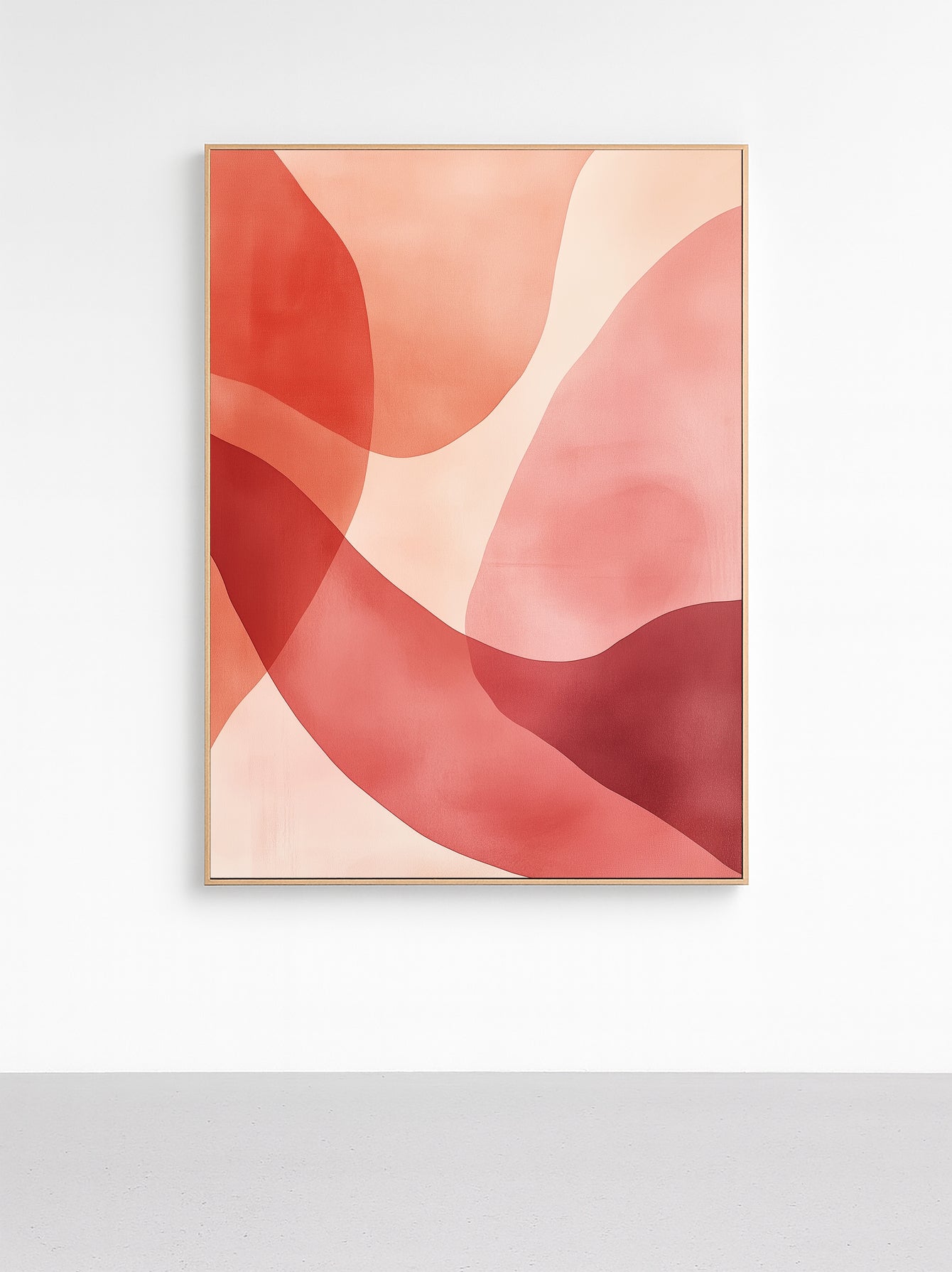 Veyora – Red Pink Gradient Abstract Framed Canvas Art