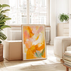 Yellow Orange Abstract Wall Art, Warm Brushstroke Print, Modern Painterly Decor