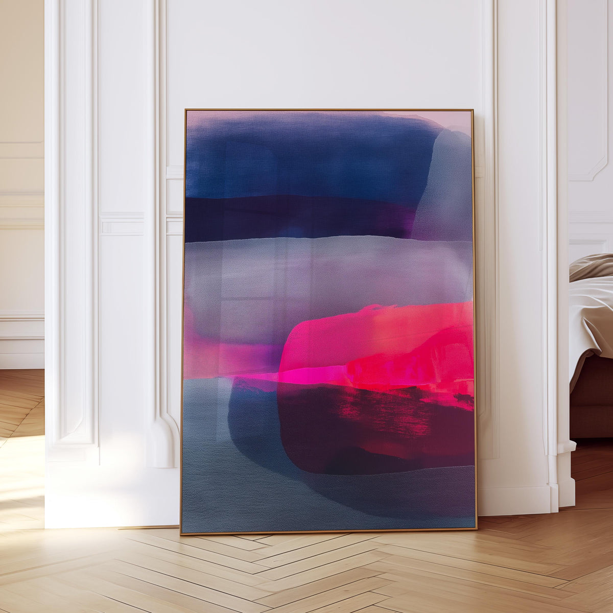Pink Navy Abstract Art Print