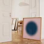 Pink Navy Abstract Circle Gradient Art Print, Modern Minimal Wall Decor