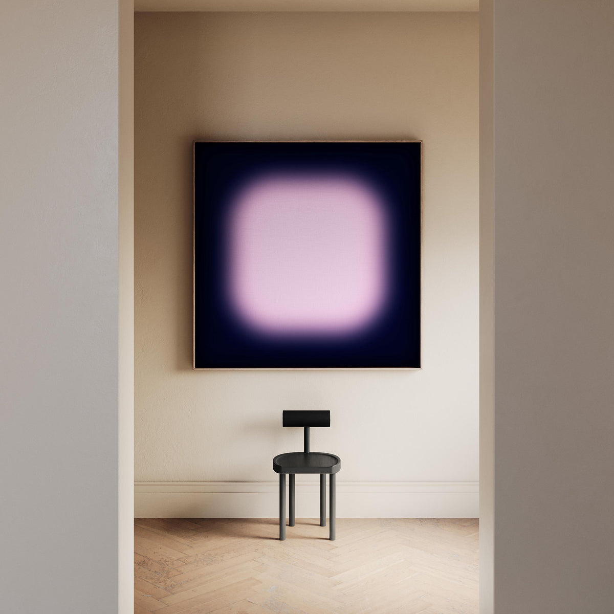 Navy Pink Wall Art Print, Soft Glow Abstract, Square Modern Wall Decor, Gradient Art