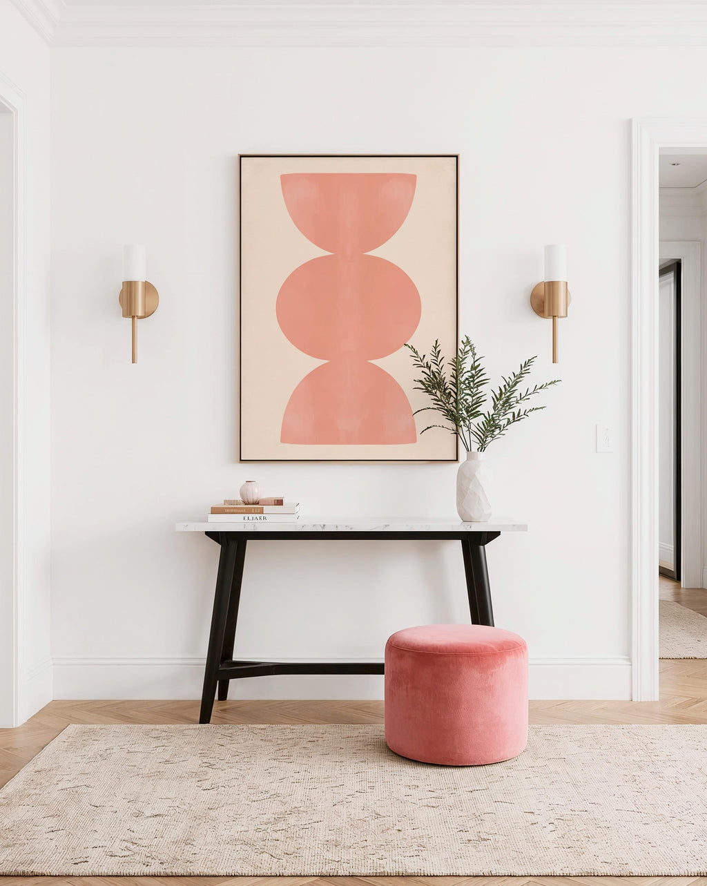 Peach Wall Art Print, Minimalist Geometric Abstract, Soft Modern Decor