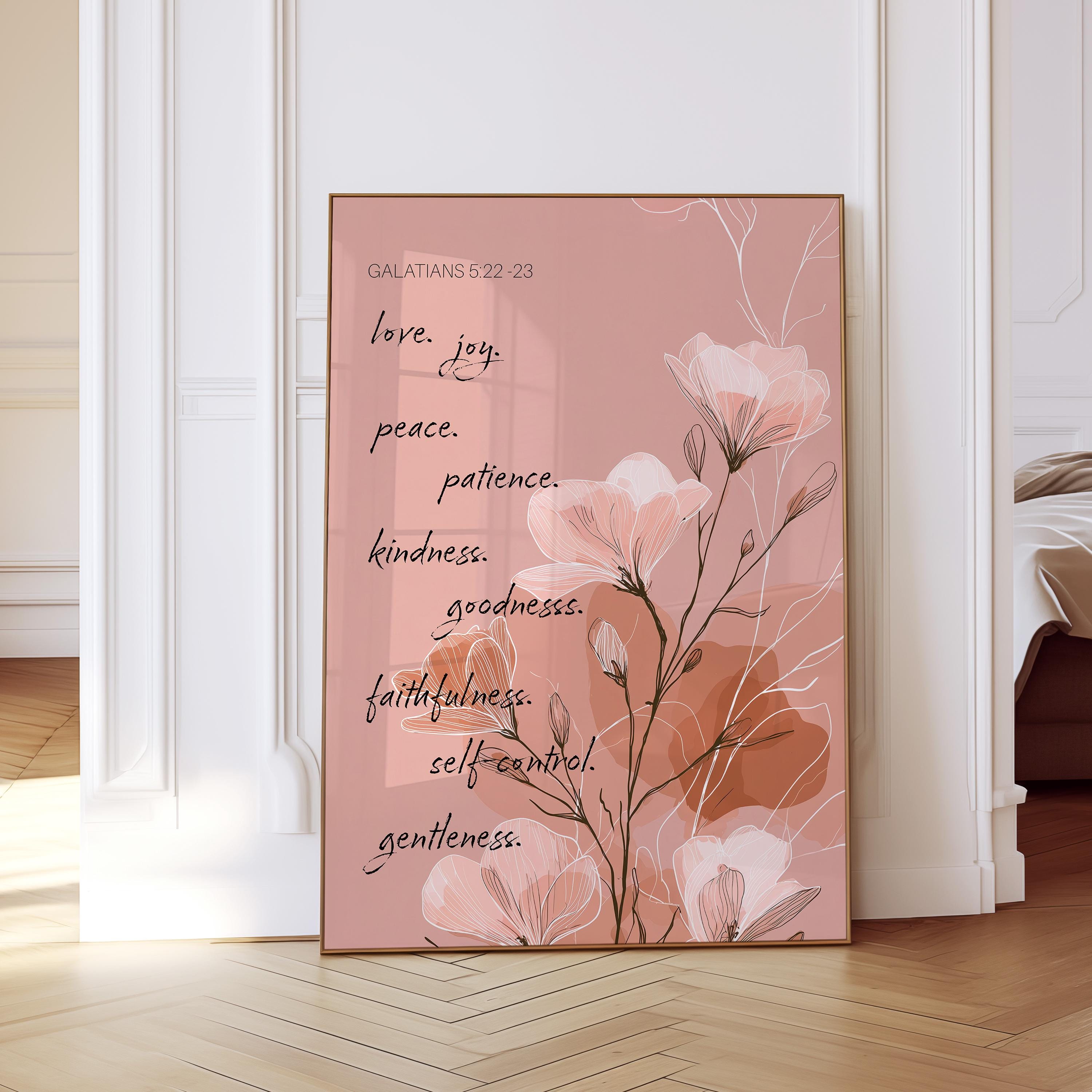 Fruit of the Spirit Wall Art Print, Floral Galatians Poster, Christian Decor