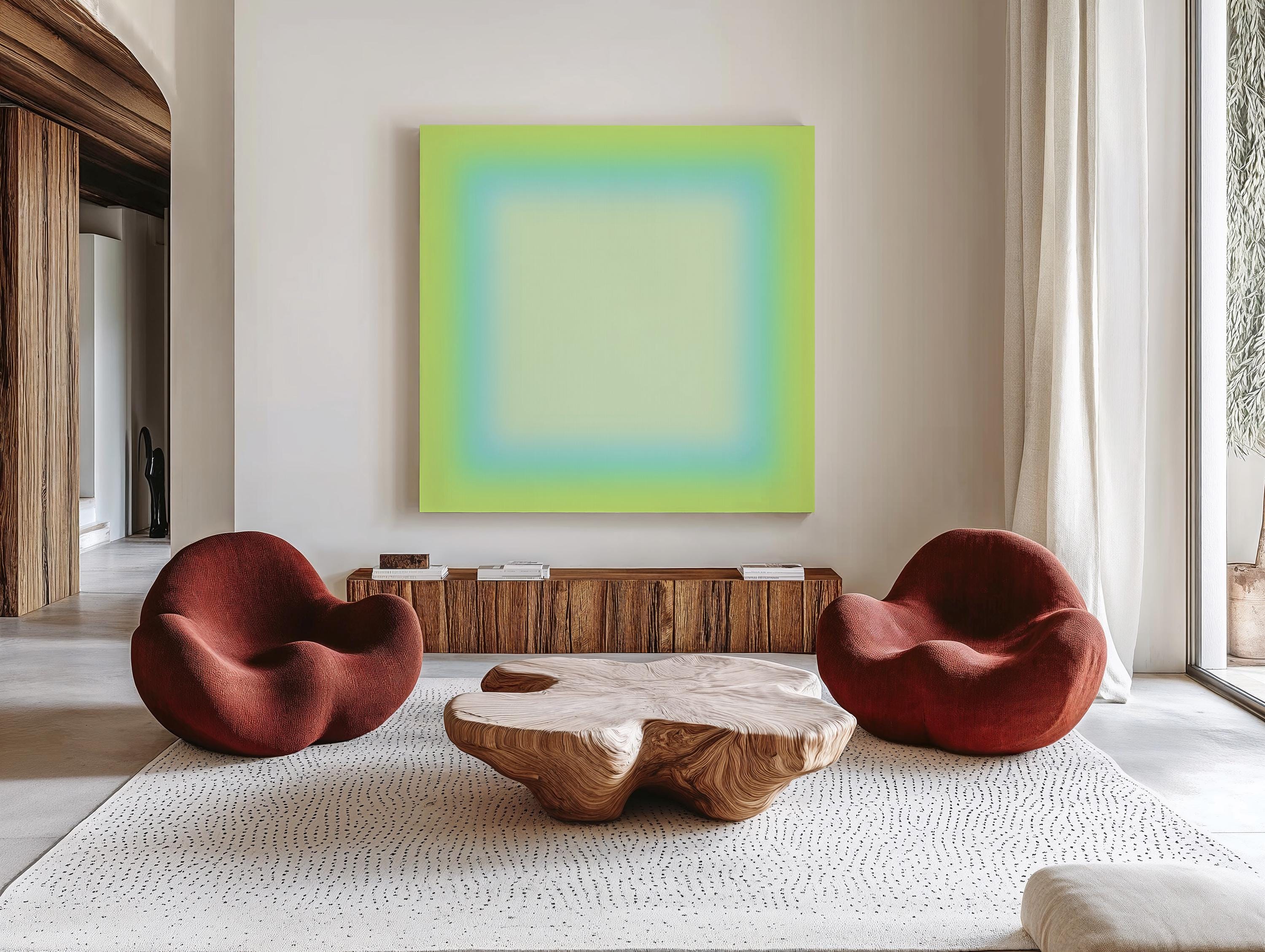 Neon Green Gradient Wall Art, Bright Abstract Print, Modern Color Decor