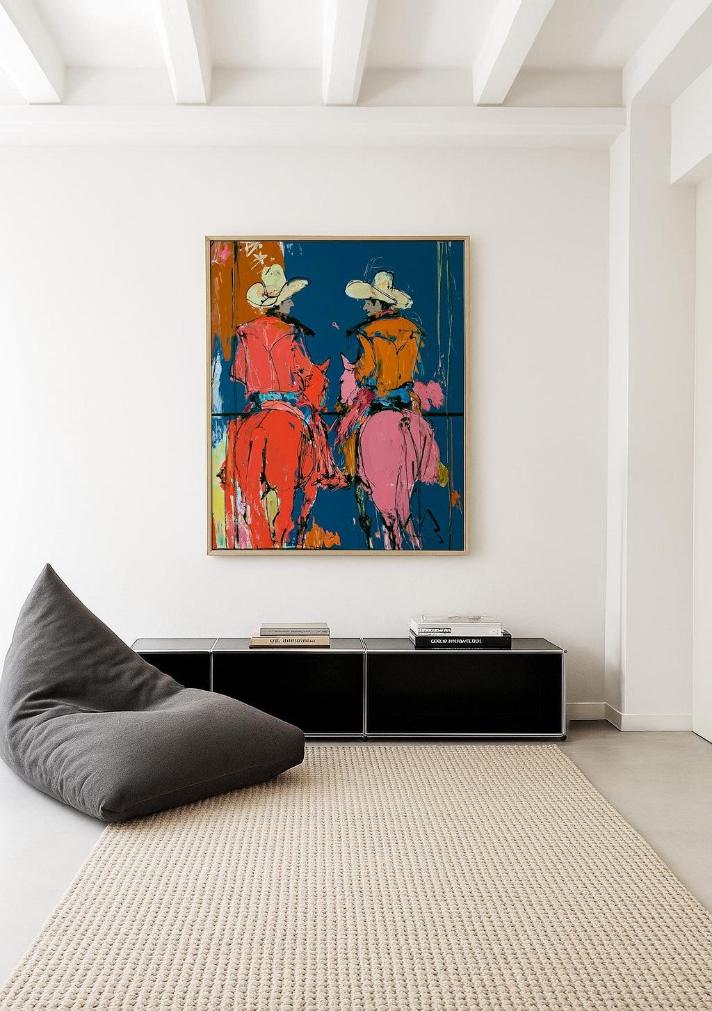 Cowboy Rider Art Print, Western Horse Wall Decor, Modern Rodeo Poster