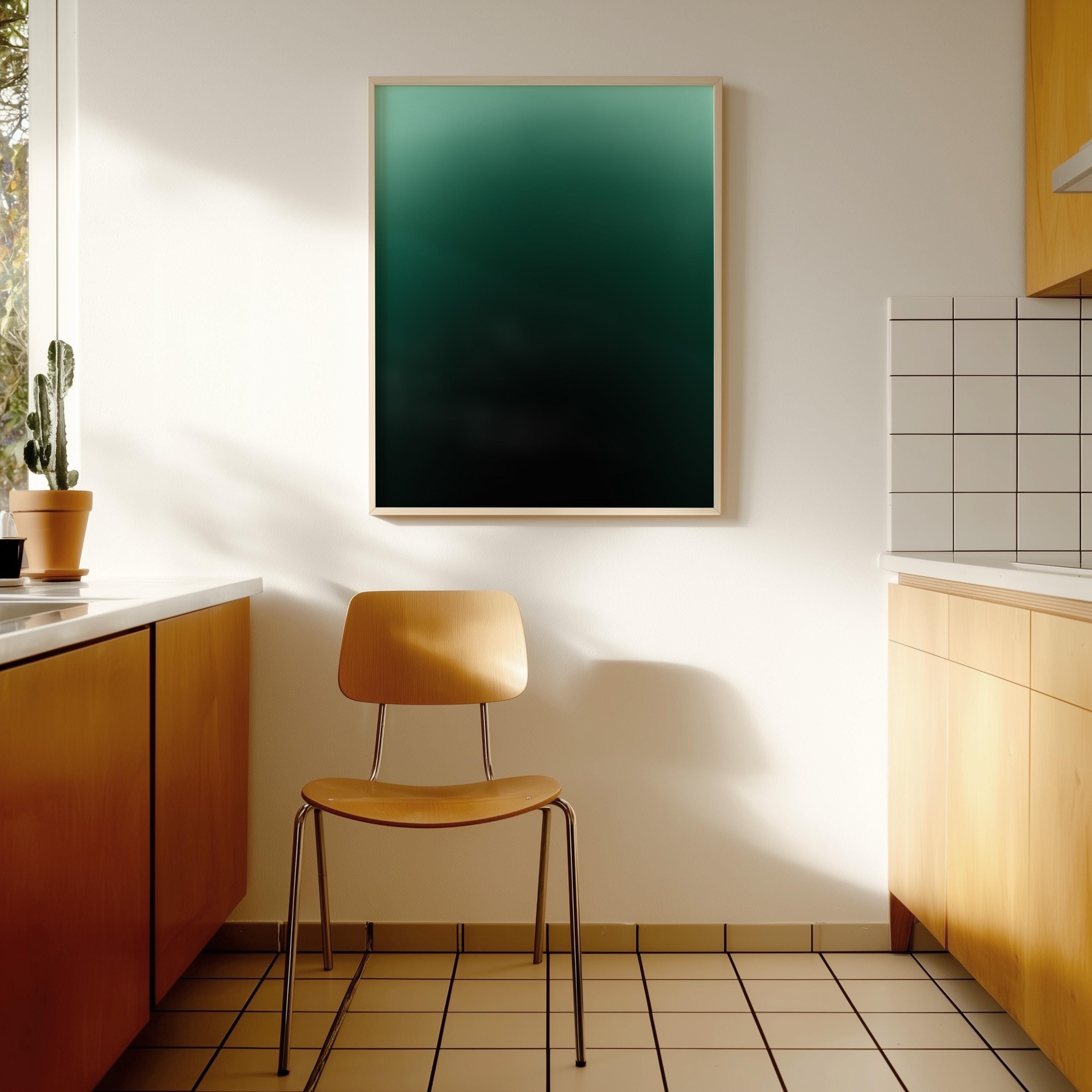 Green Gradient Abstract Art Print, Modern Ombre Poster