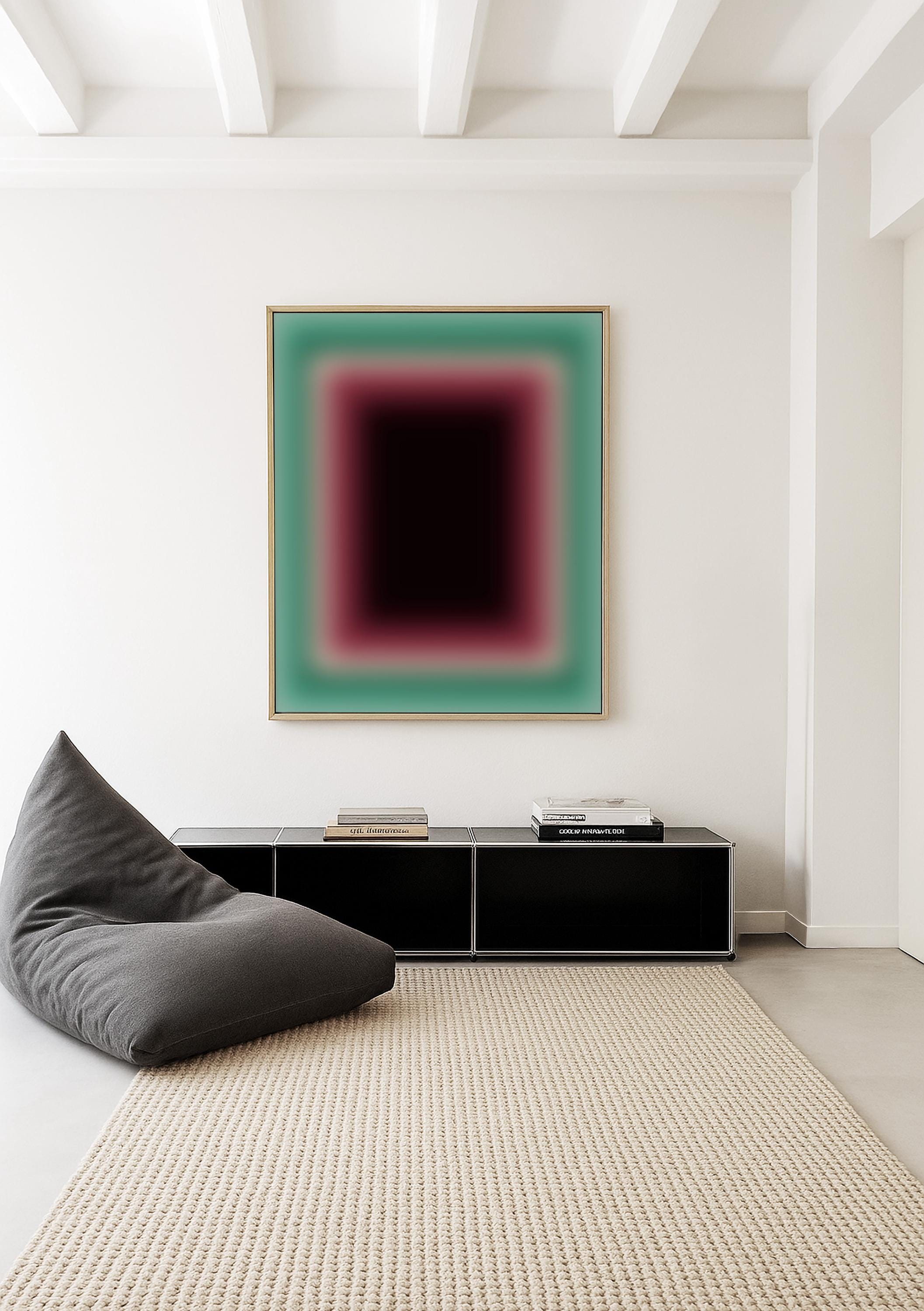 Burgundy Wall Art Print, Teal Green Gradient Abstract, Moody Modern Decor