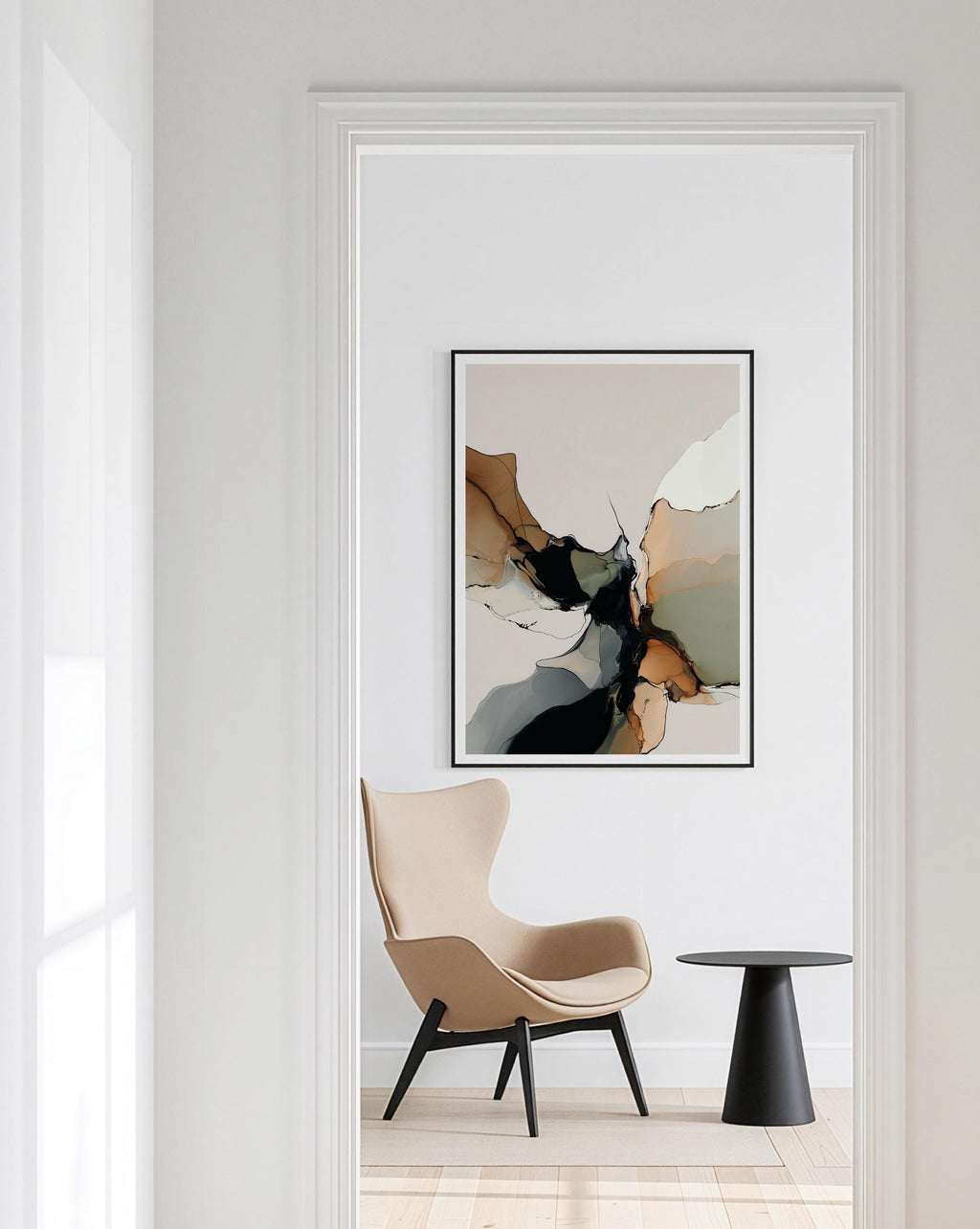 Neutral Abstract Art Print, Earth Tone Alcohol Ink Poster, Modern Decor