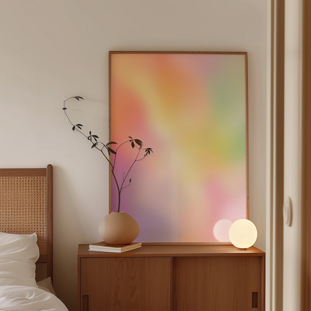 Pastel Gradient Art Print, Dreamy Rainbow Abstract Poster, Soft Color Wall Decor