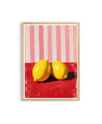 Lemon Wall Art Print, Kitchen Decor Lemon Art, Red Pink Still Life, Fruit Illustration, Modern Kitchen Wall Decor