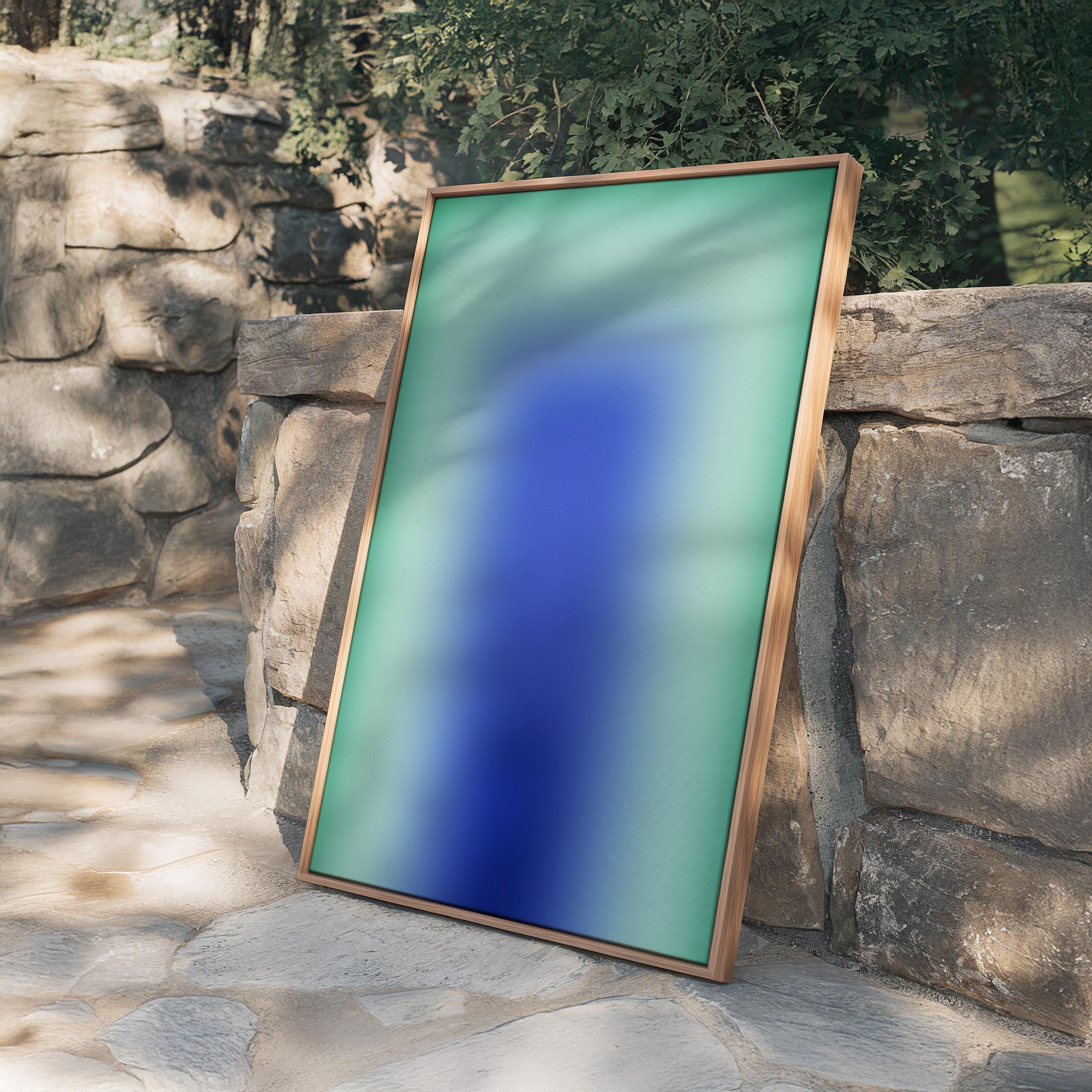 Blue Green Wall Art Print, Aqua Gradient Abstract Poster, Modern Room Decor
