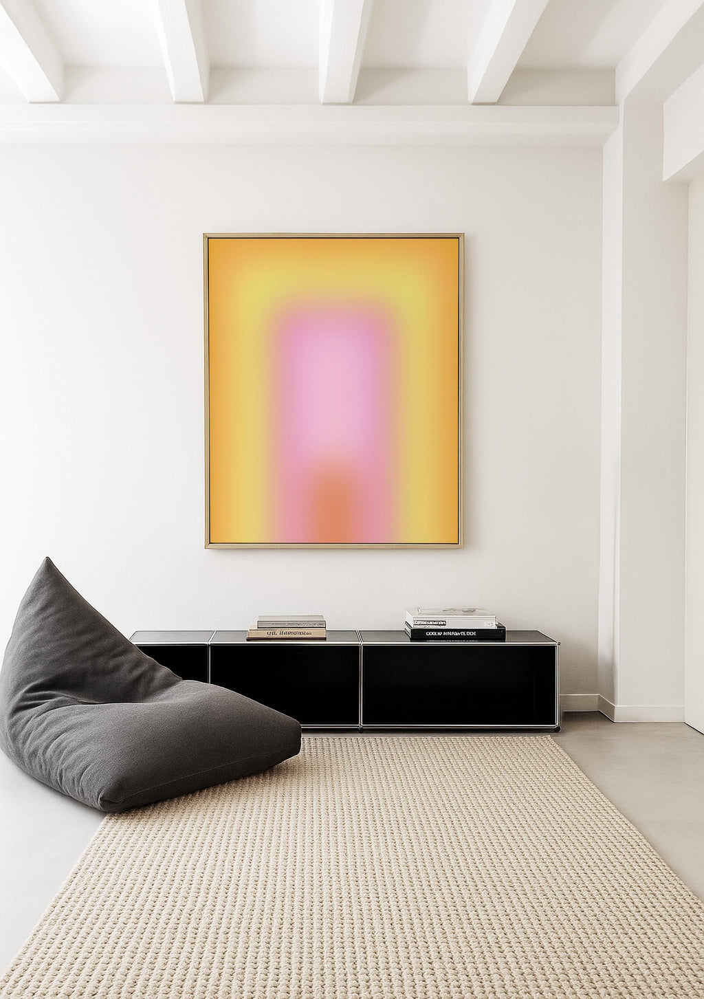 Pastel Gradient Art Print, Pink Yellow Abstract Poster, Soft Modern Wall Decor