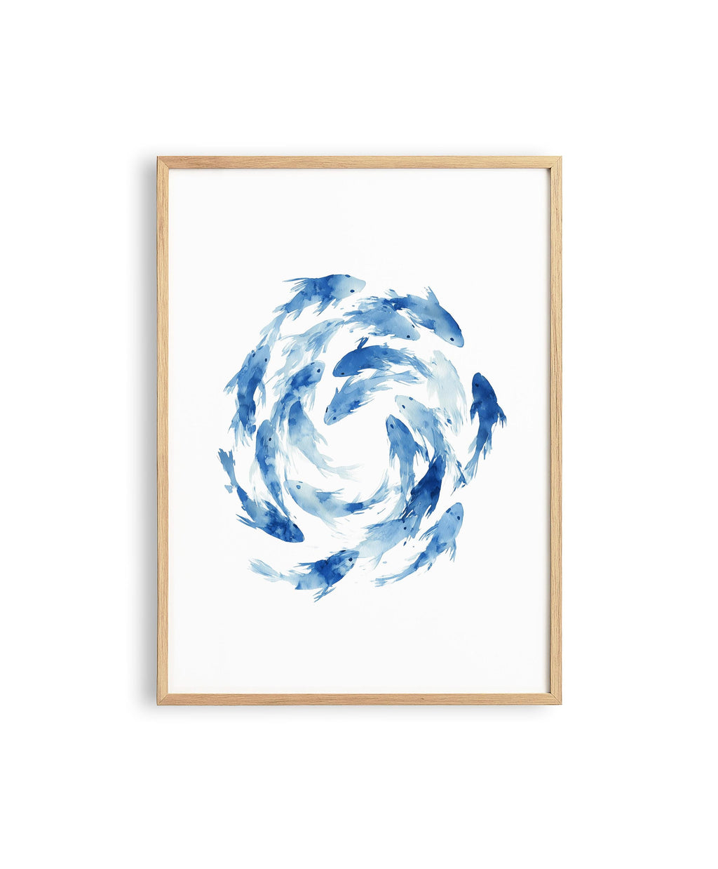Fish Wall Art Print, Blue Watercolor Fish Poster, Coastal Bathroom Decor