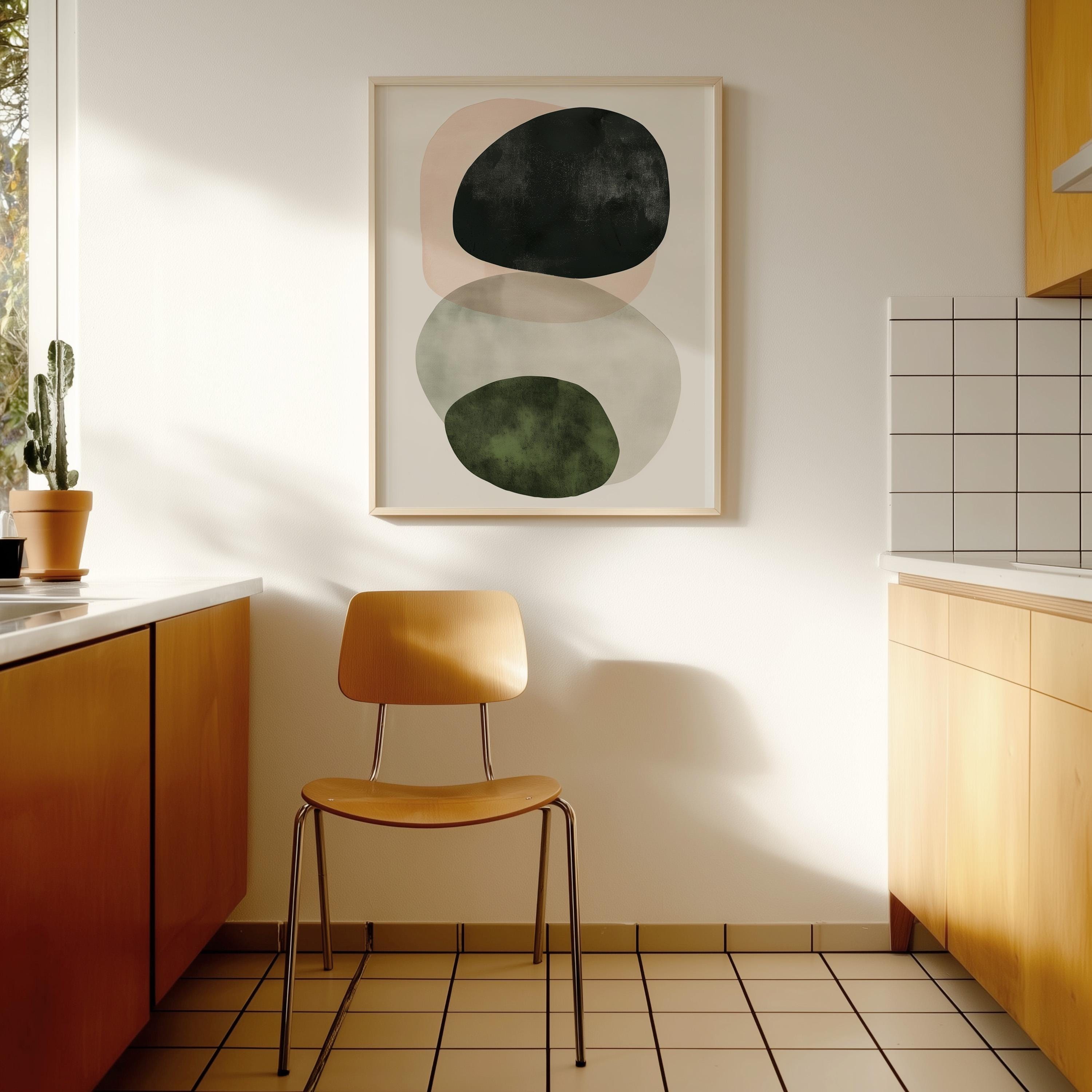 Neutral Abstract Shapes Print, Beige Organic Wall Art, Minimal Earth Tone Decor