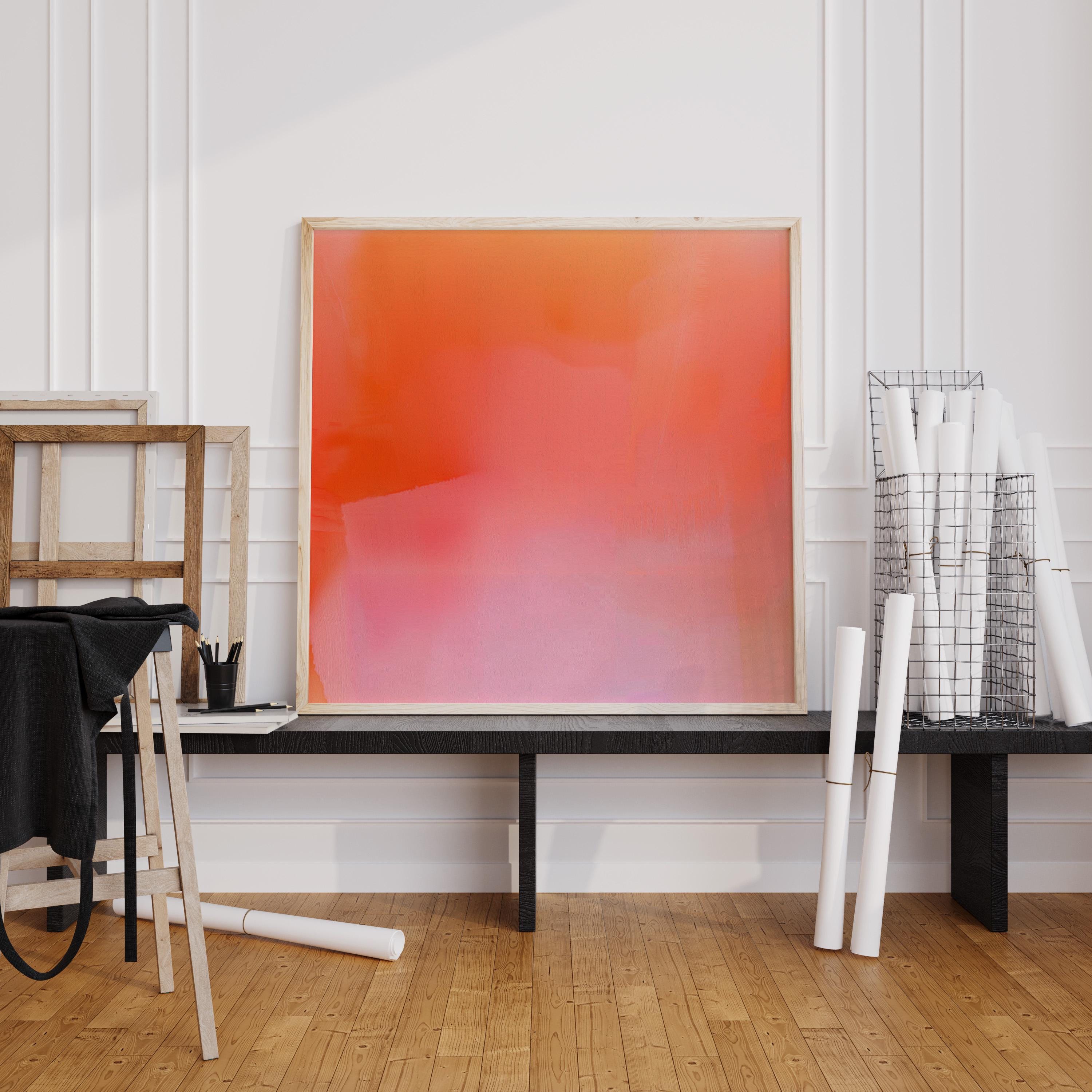 Coral Pink Abstract Art Print, Warm Gradient Contemporary Wall Decor
