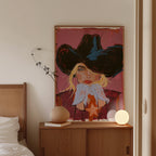 Black Hat Cowgirl Art Print, Pink Western Portrait, Cowgirl Wall Decor, Western home decor