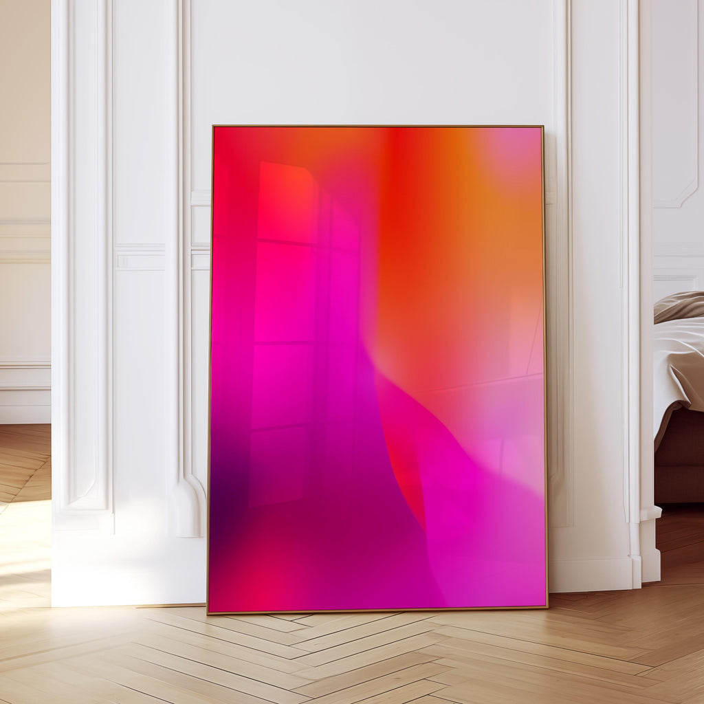 Neon Purple Gradient Wall Art Printable, Vaporwave Aesthetic Poster, Bold Abstract Modern Decor, Glow Effect