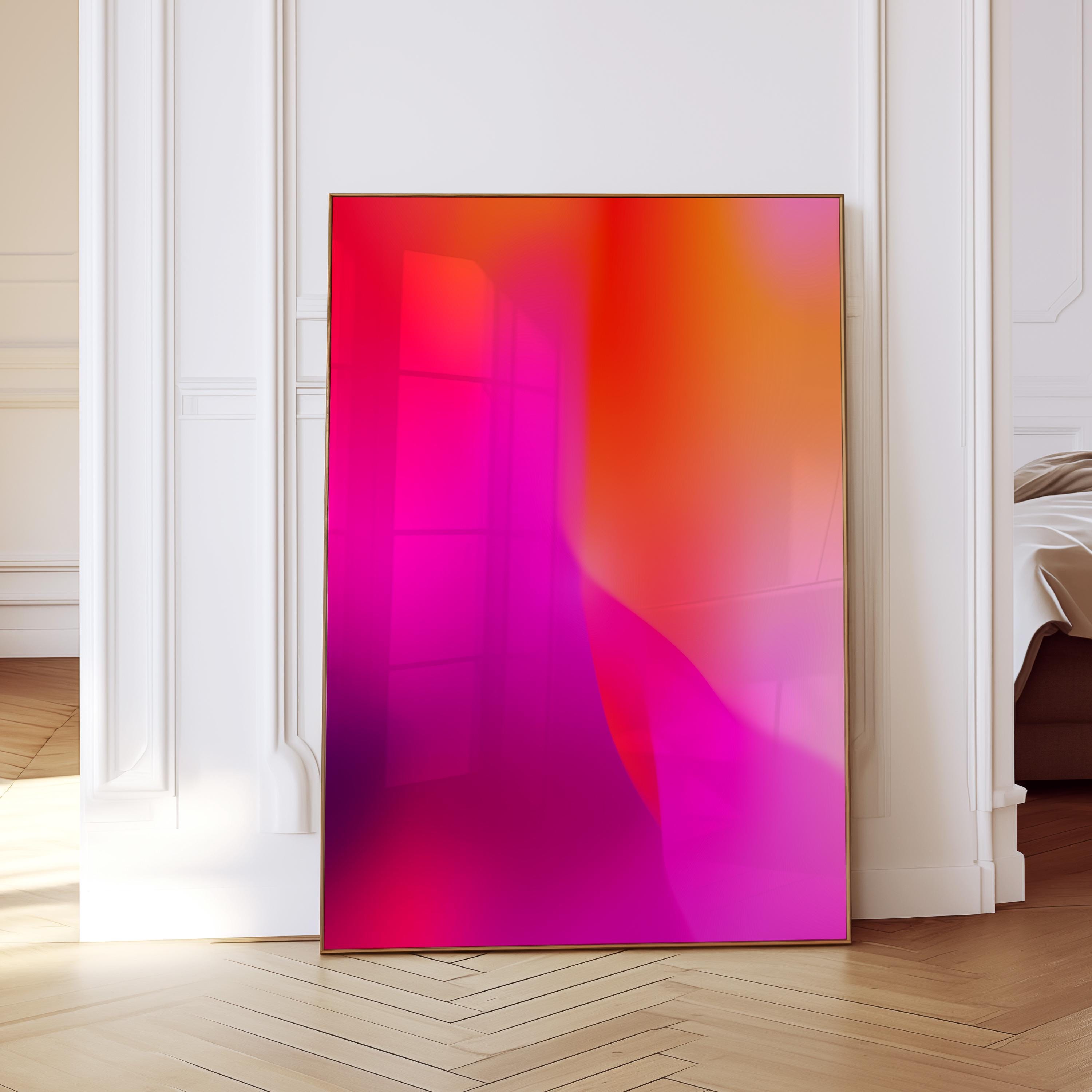 Neon Purple Gradient Wall Art Printable, Vaporwave Aesthetic Poster, Bold Abstract Modern Decor, Glow Effect