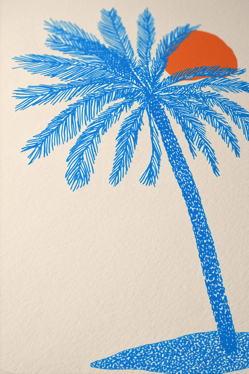 Blue Palm Tree Wall Art Print, Coastal Wall Decor, Tropical Minimalist Art, Beach House Printable, Mediterranean Wall Art