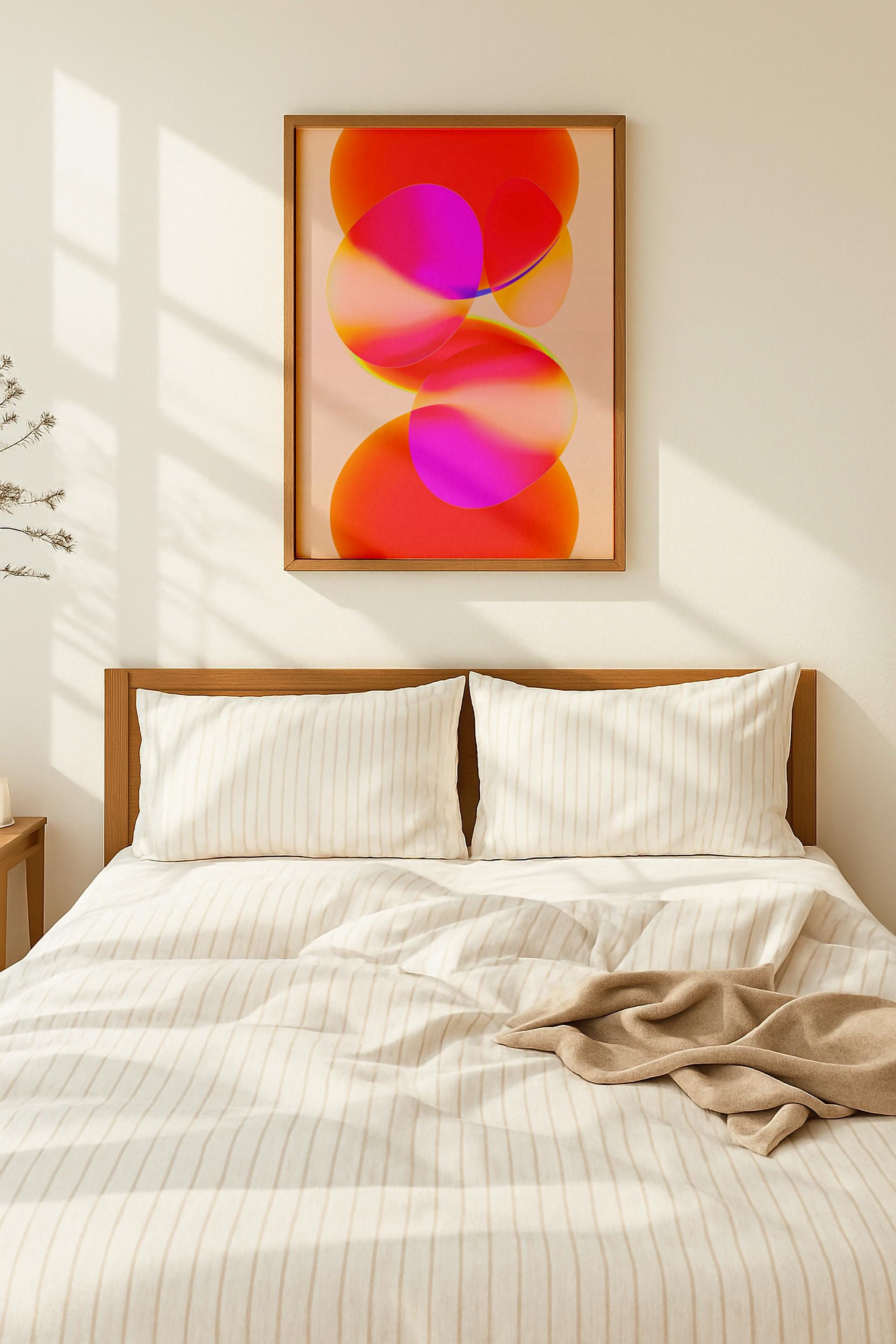 Pink Orange Gradient Abstract Print – Geometric Wall Art