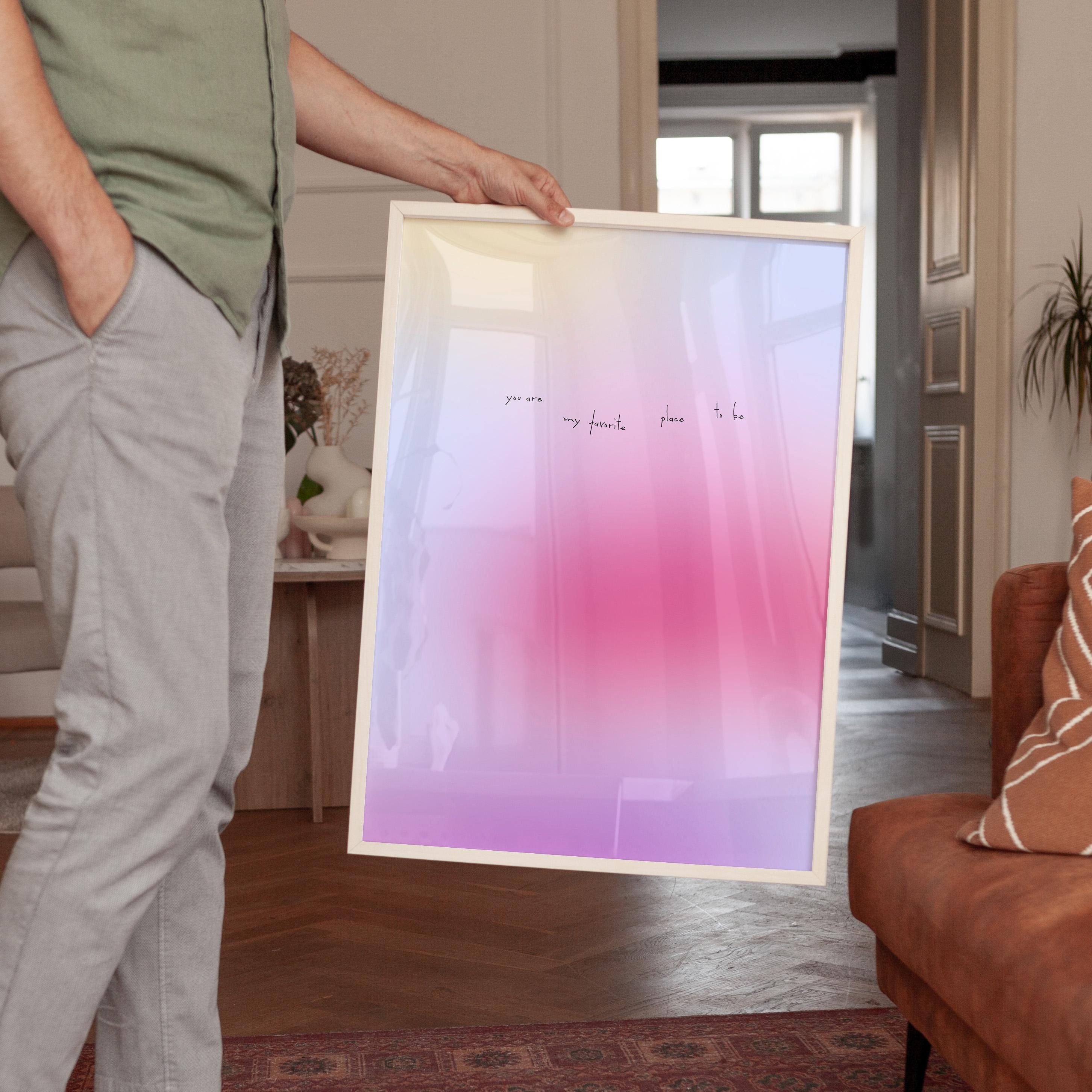 Gradient Quote Art Print, Pink Gradient Poster, You Are My Favorite Place To Be, Romantic Bedroom Wall Art, Physical Art Print