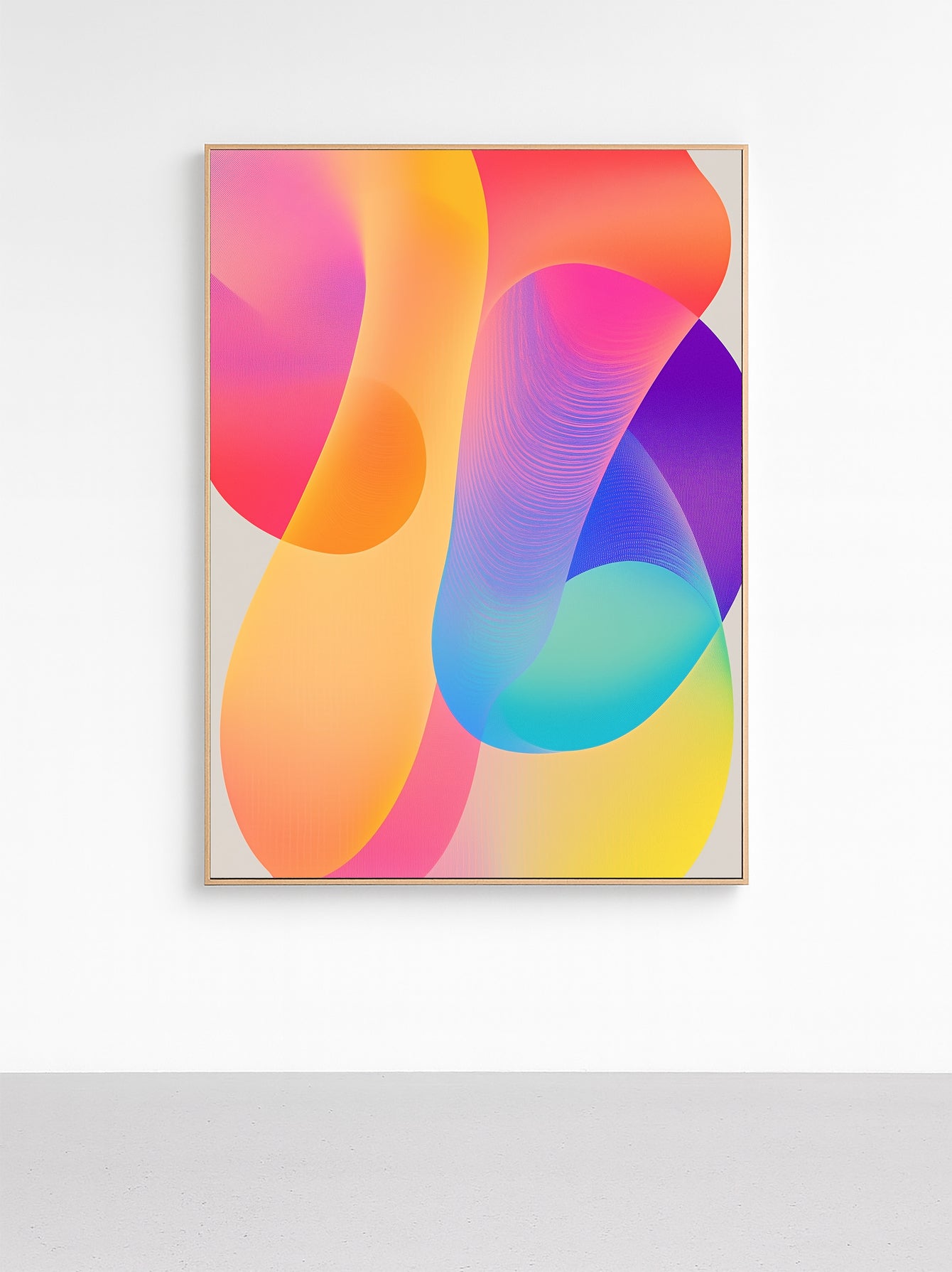 Solyra – Orange Pink Purple Aqua Gradient Abstract Framed Art