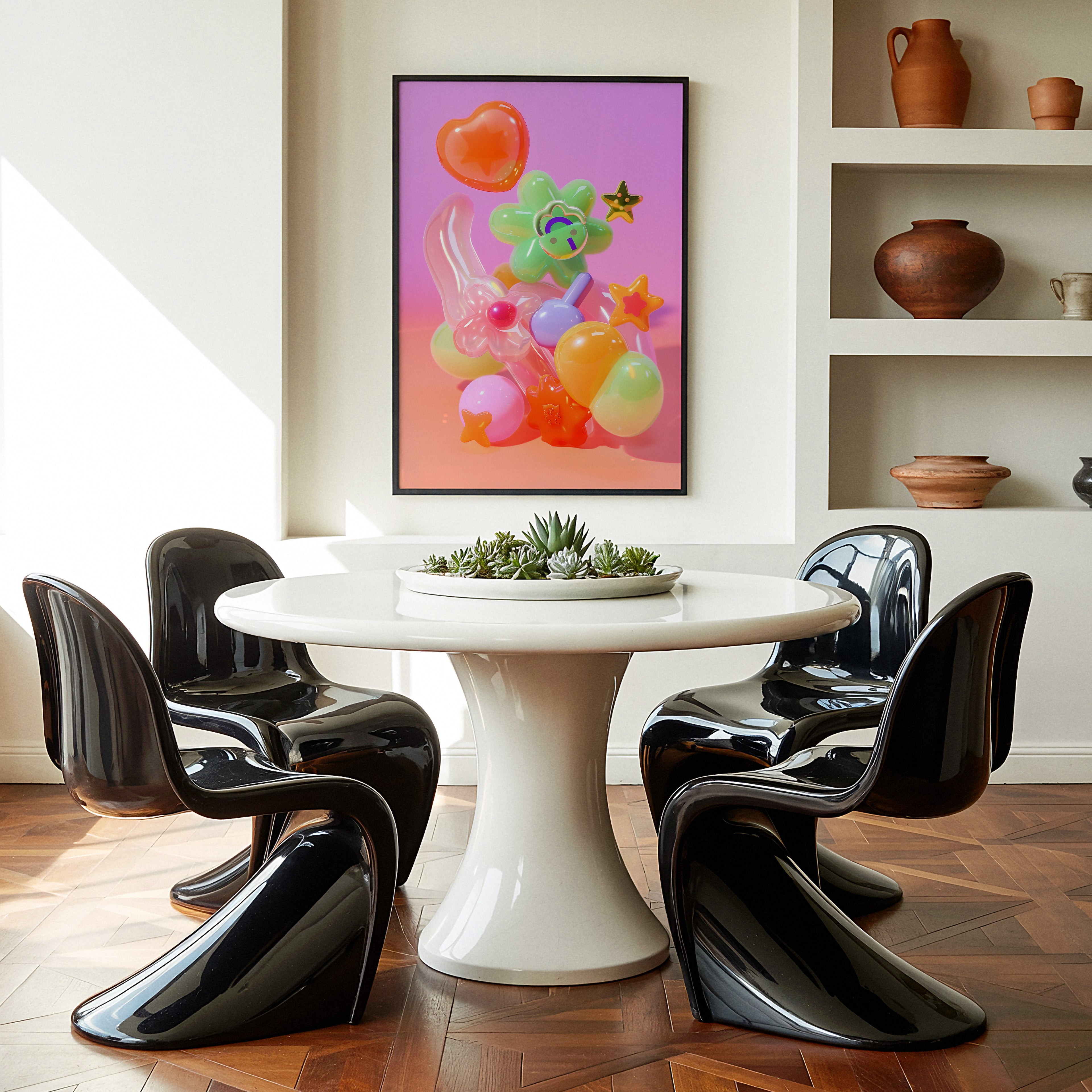 Colorful Glossy Pop Art Wall Print in Pastel Tones - And A Little More