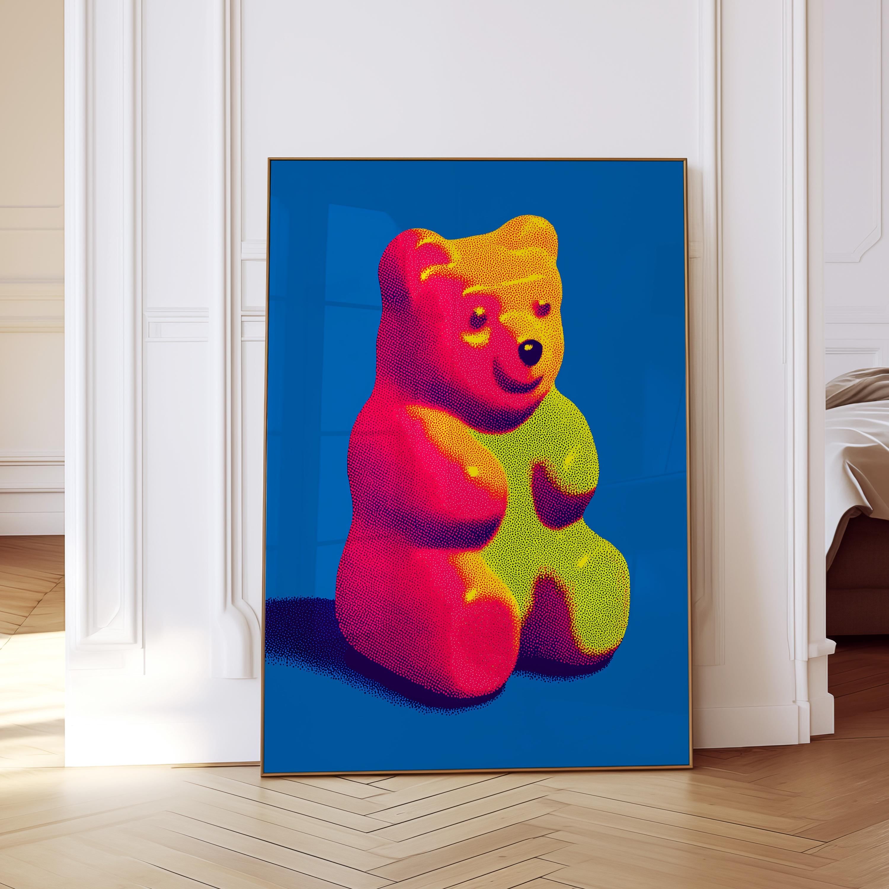 Gummy Bear Wall Art Print, Pop Art Candy Poster, Colorful Kitsch Art, Fun Modern Wall Decor, Bright Nursery or Playroom Art