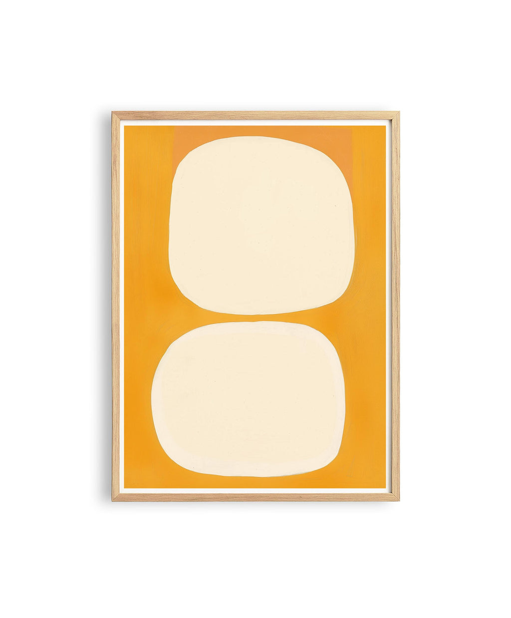 Mid Century Abstract Print, Warm Yellow Organic Shapes, Scandinavian Wall Decor