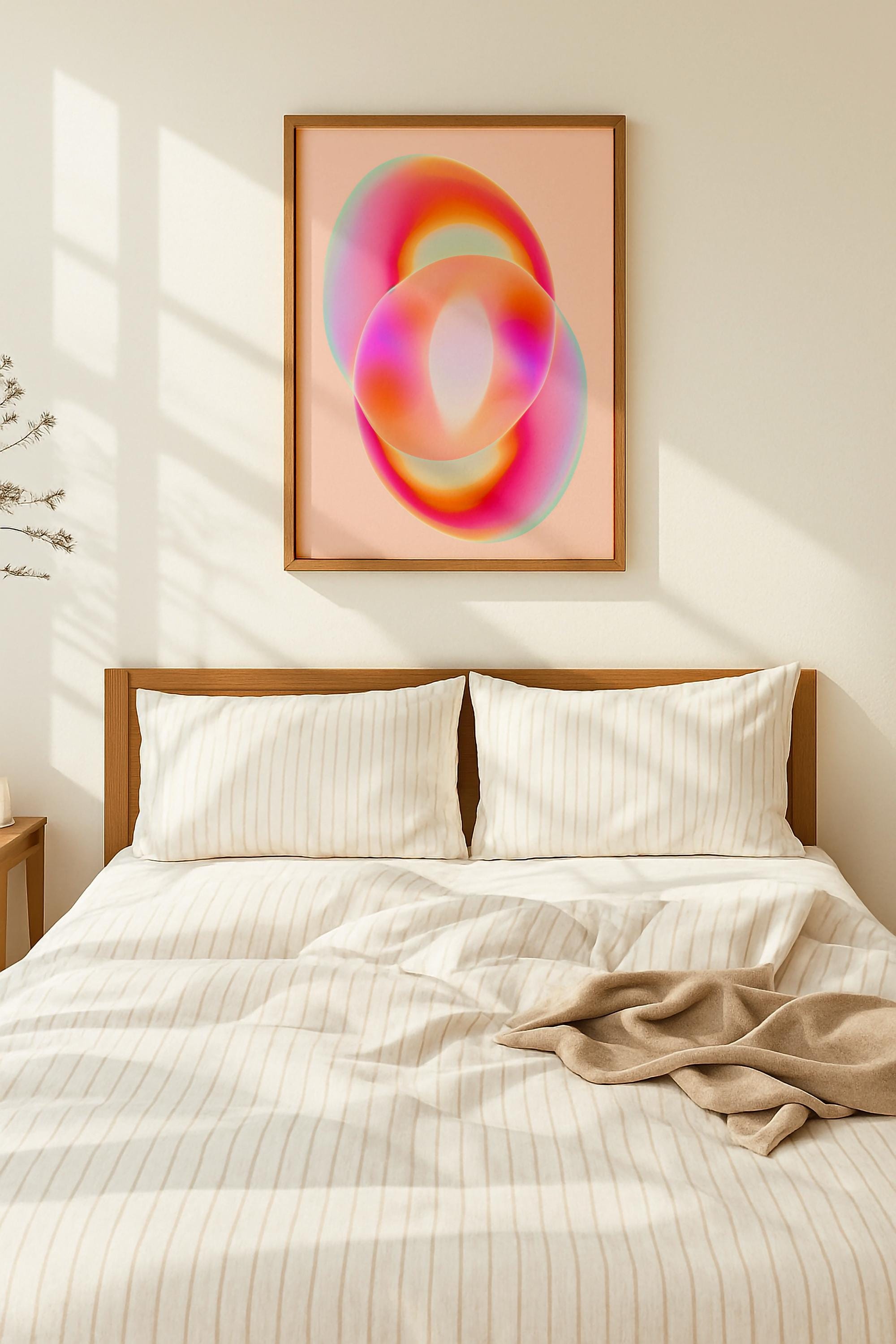 Pink Abstract Art Print, Colorful Gradient Wall Decor, Modern Aura Poster