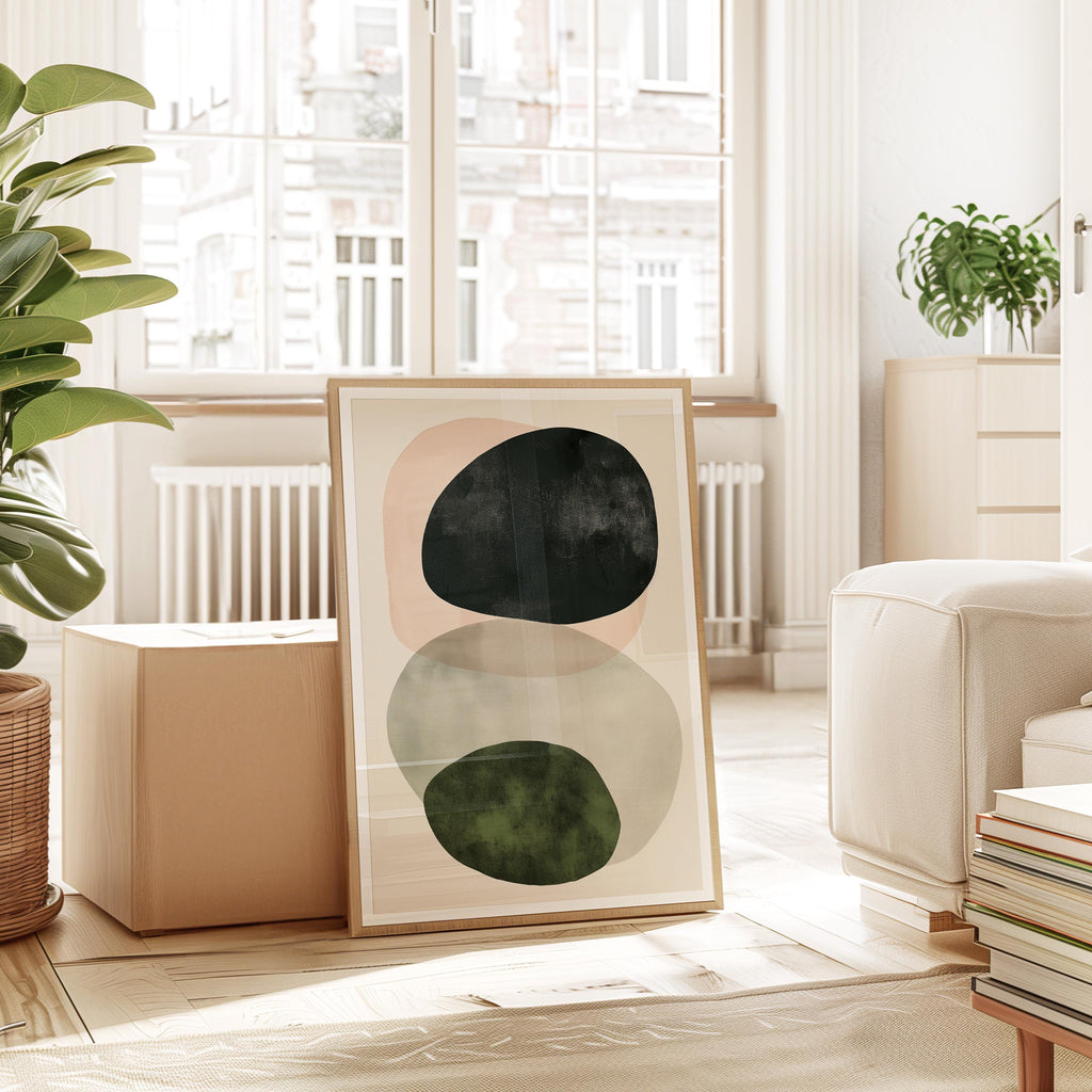 Neutral Abstract Shapes Print, Beige Organic Wall Art, Minimal Earth Tone Decor