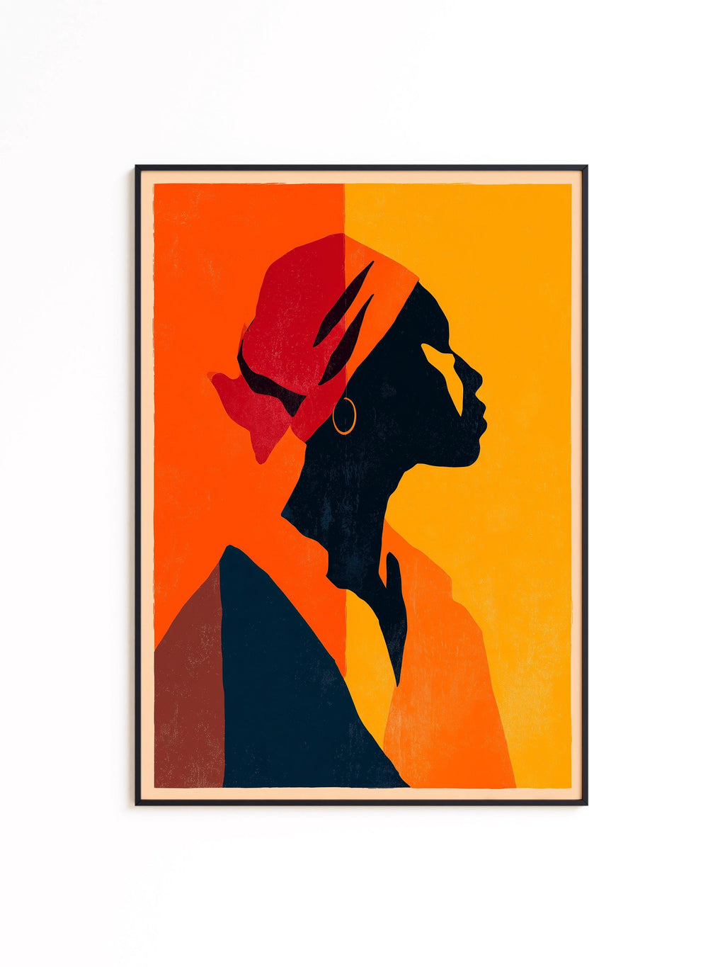 African American Art Print, Black Woman Silhouette, Orange Poster