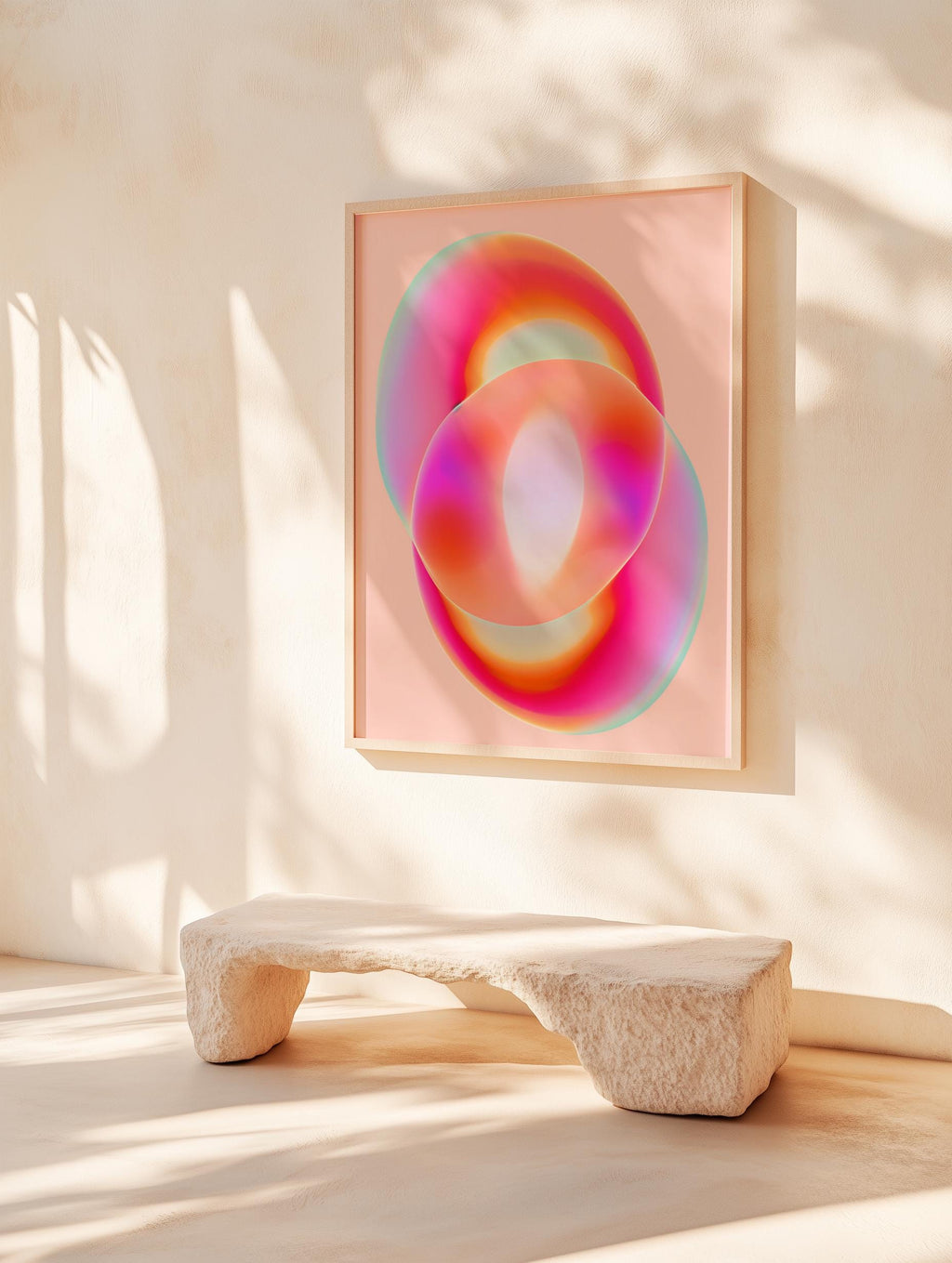 Pink Abstract Art Print, Colorful Gradient Wall Decor, Modern Aura Poster