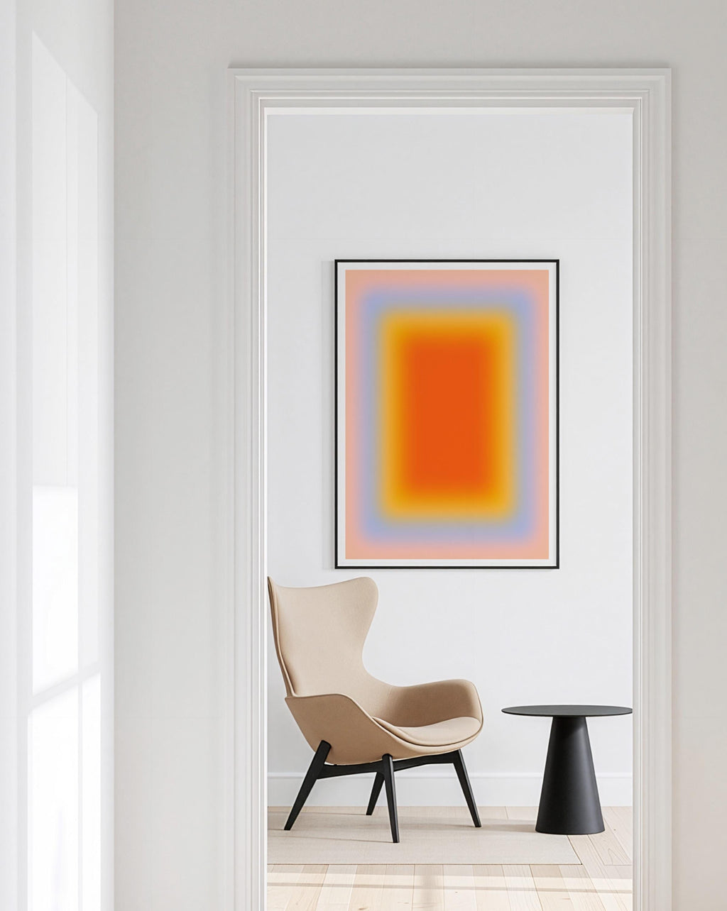 Sunset Wall Art Print, Orange Yellow Gradient, Soft Abstract Room Decor