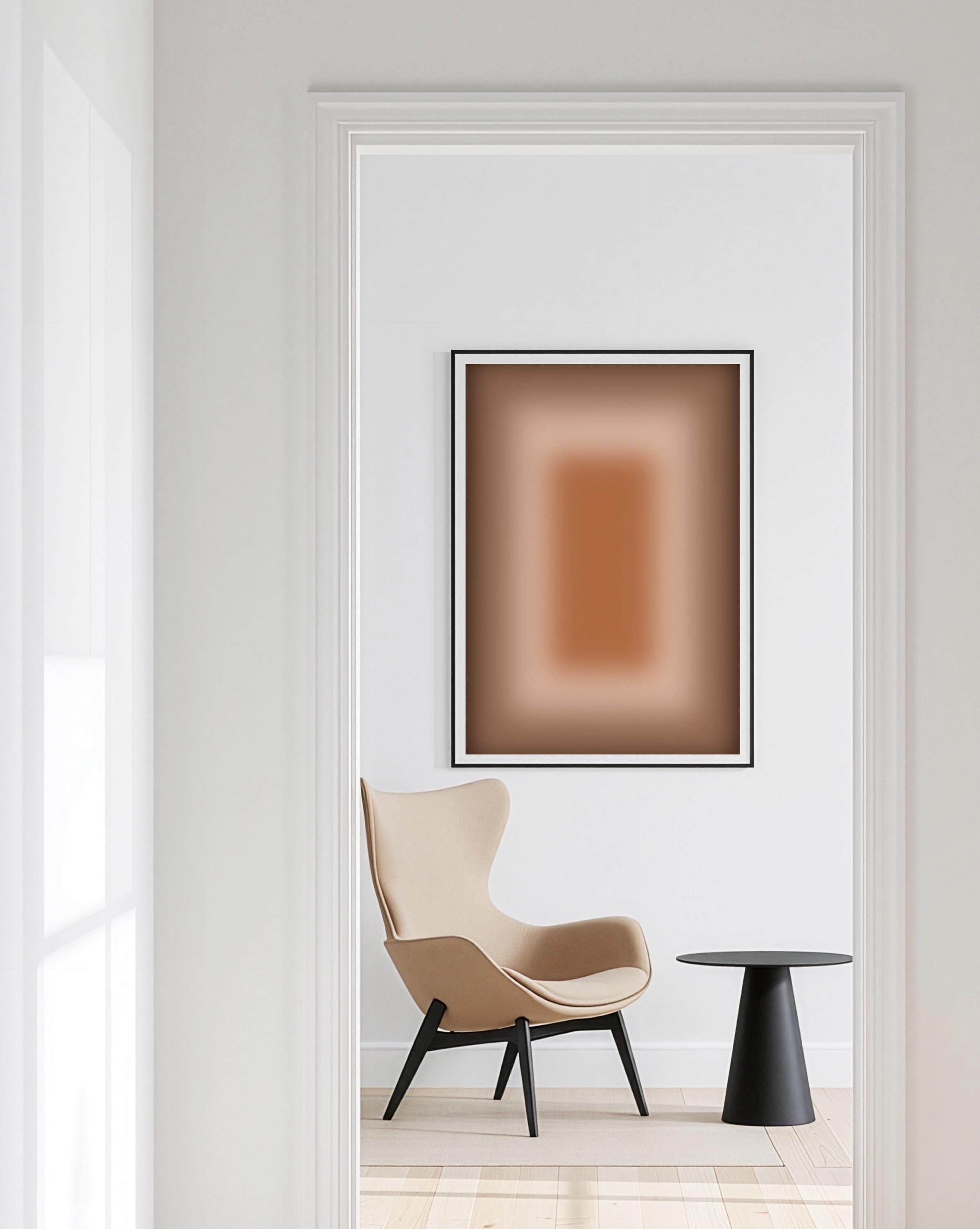 Warm Brown Gradient Abstract Art Print, Neutral Minimalist Poster, Cozy Modern Home Decor