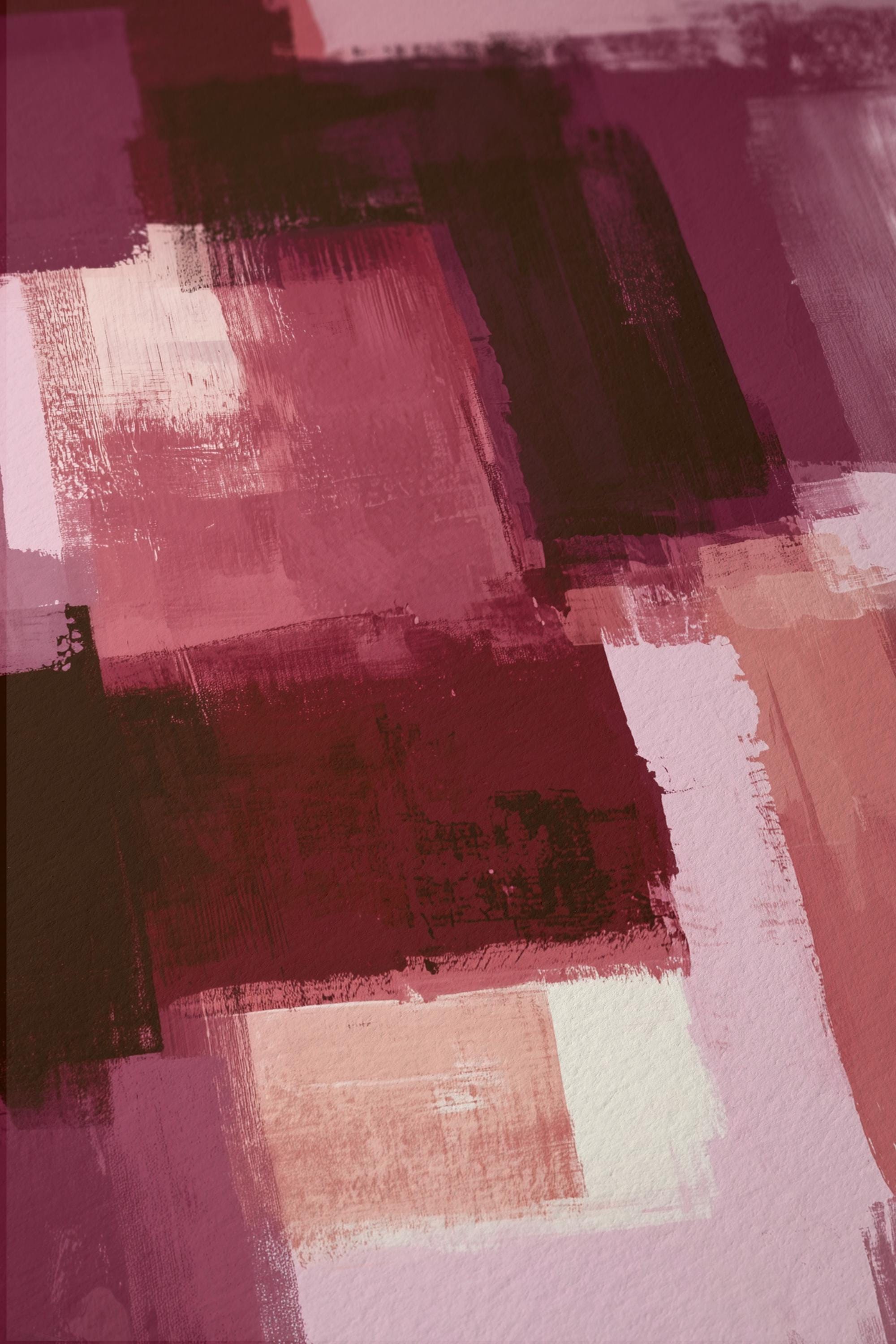 Burgundy Abstract Art Print, Pink Brushstroke Painting, Modern Wall Decor
