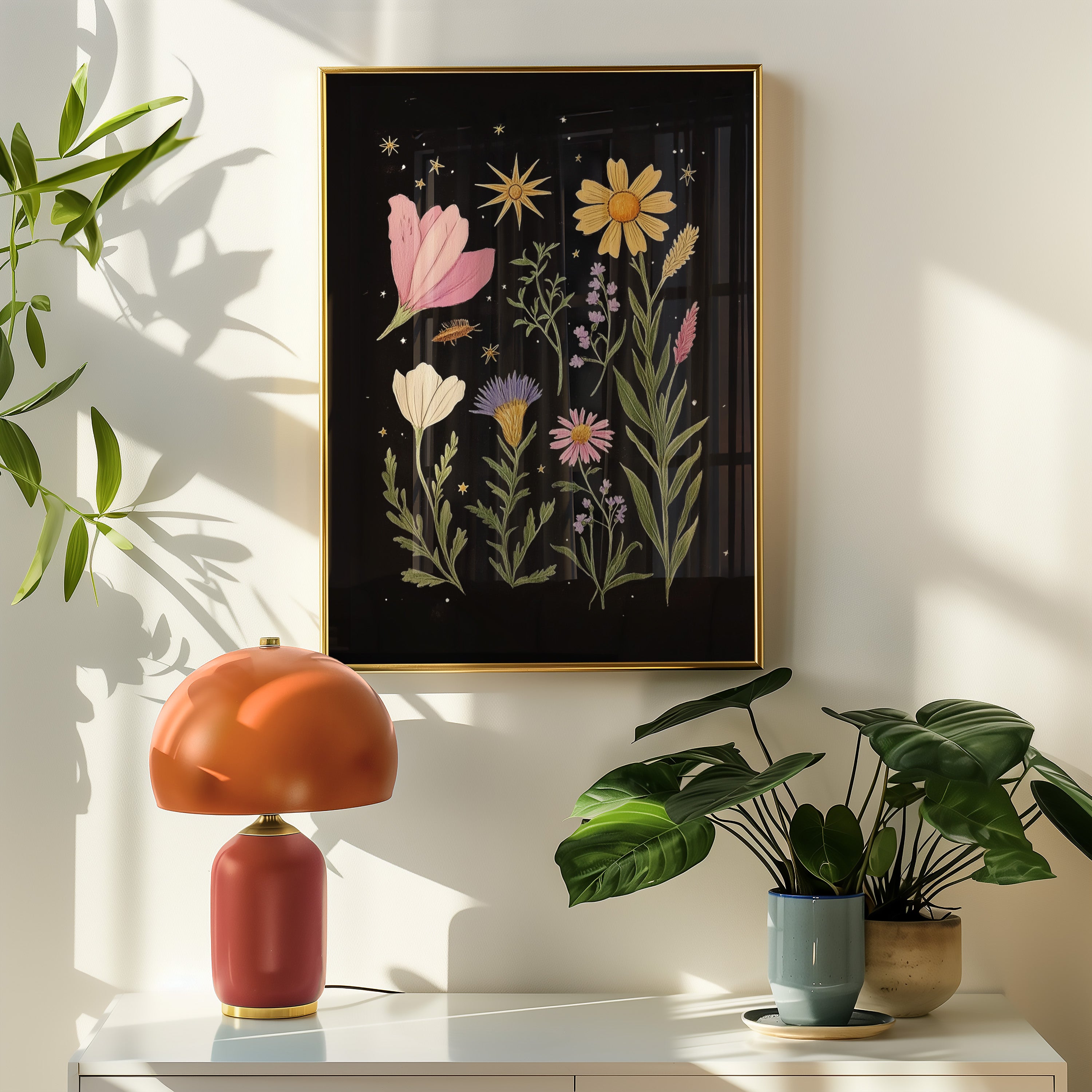 Moonlit Garden – Night Sky Floral Art Print - And A Little More