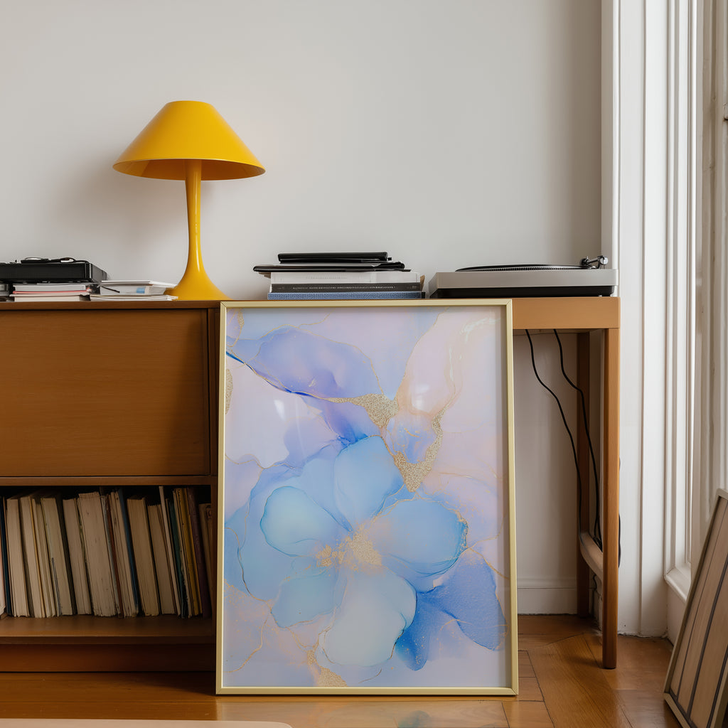 Blue Whisper – Abstract Floral Art Print