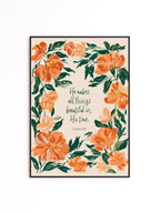Ecclesiastes 3 11 Wall Art Print, Christian Floral Poster, Bible Verse Decor