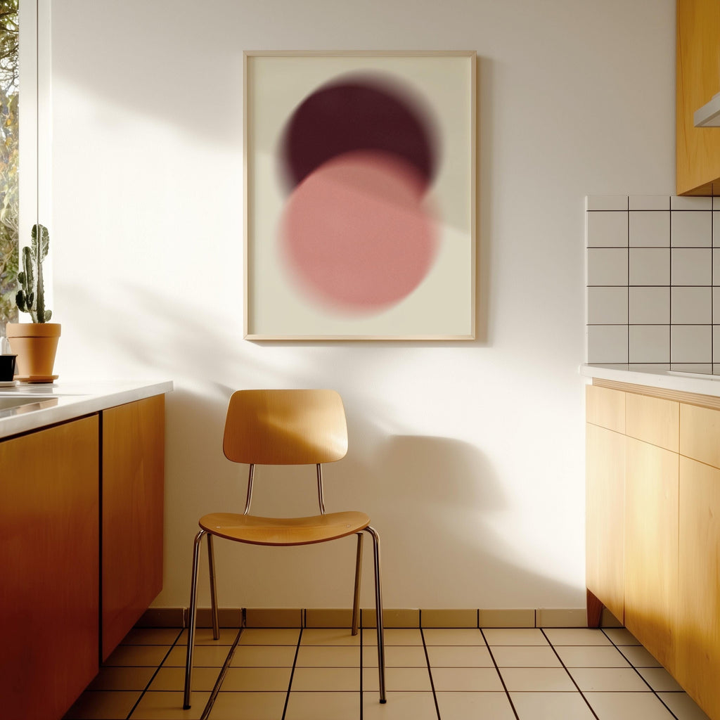 Blush Pink Brown Abstract Art Print, Soft Gradient Minimal Wall Decor