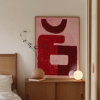 Red Abstract Art Print, Minimal Modern Wall Decor, Bold Graphic Painting