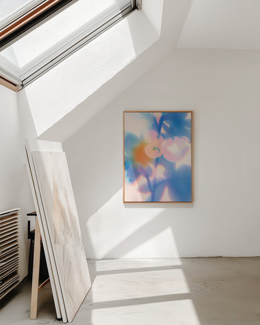 Lucent Petals – Abstract Floral Framed Art