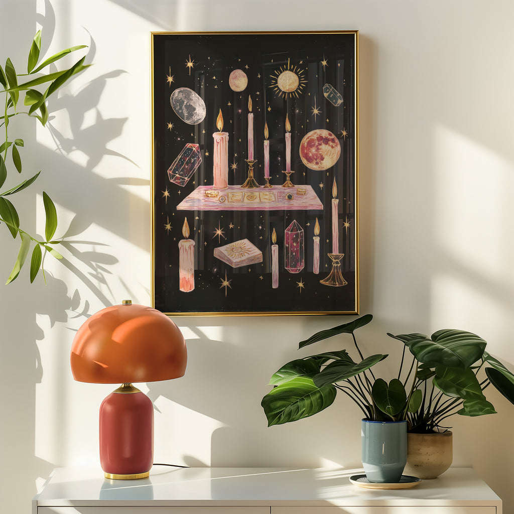 Mystic Altar – Candles & Crystals Cosmic Print - And A Little More