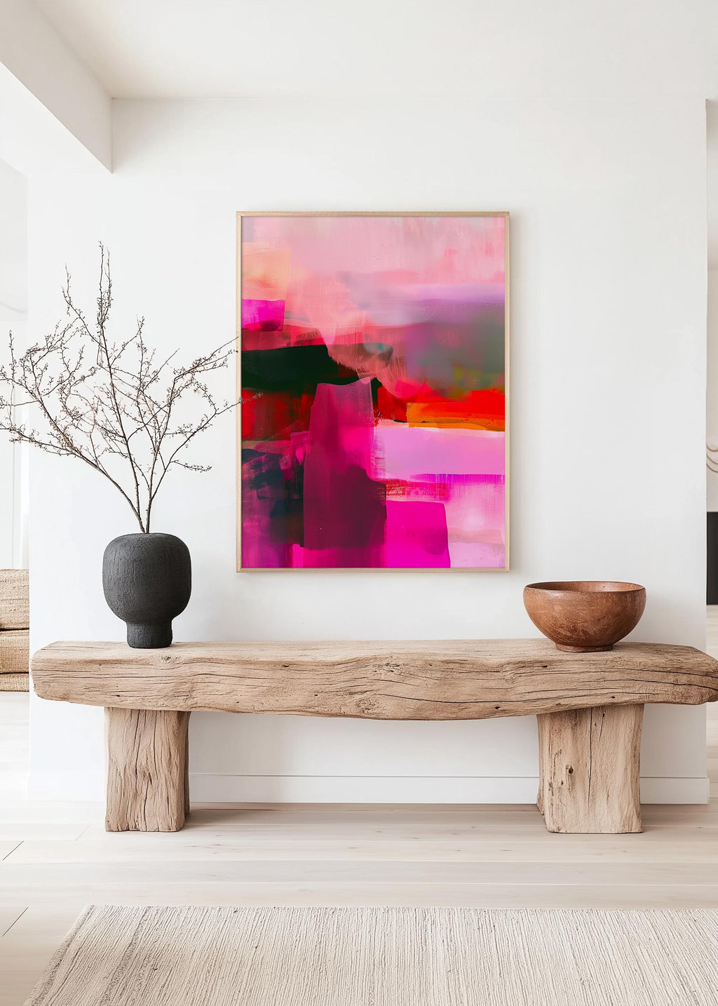 Magenta Pink Abstract Art Print, Pink Modern Wall Decor, Colorful Poster