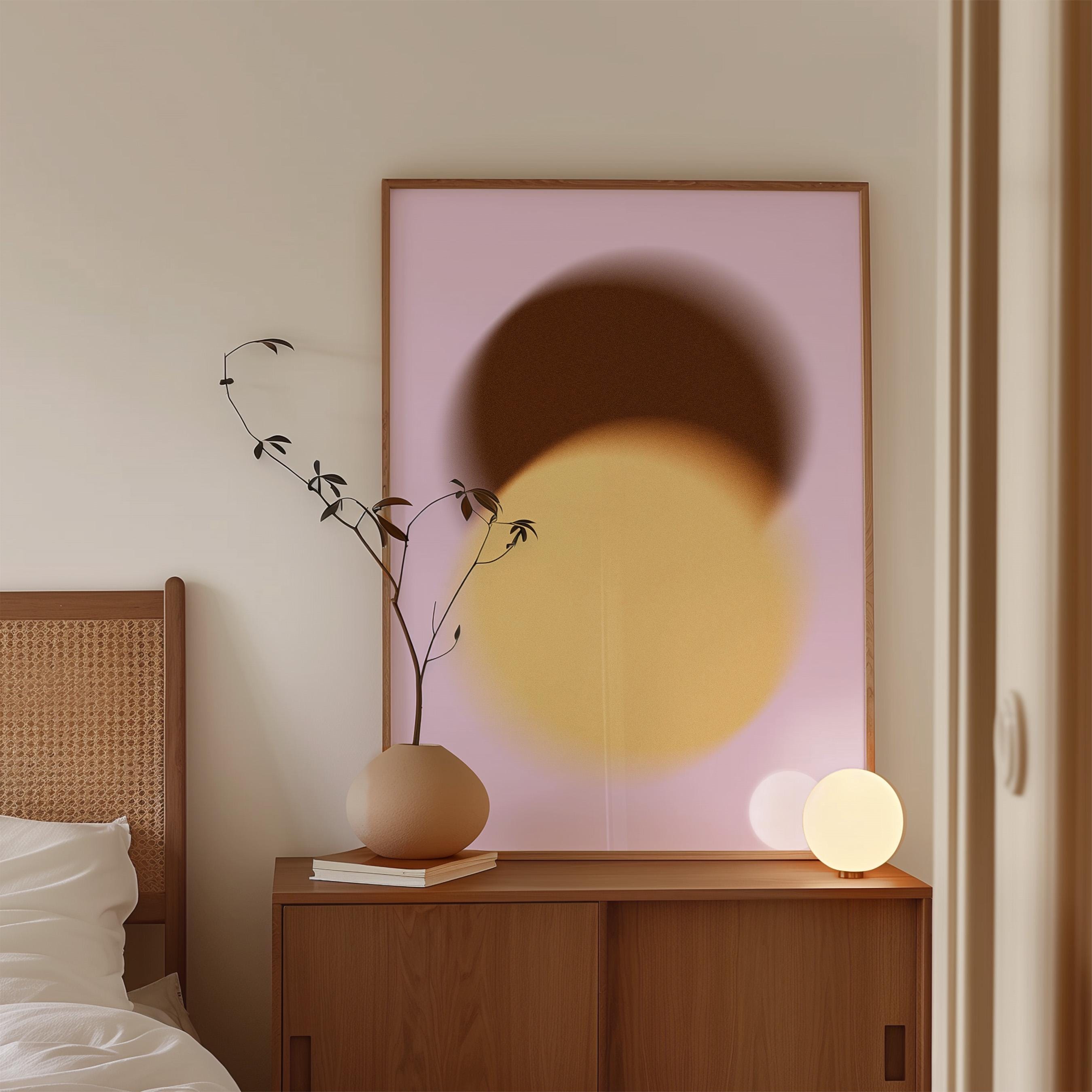 Lavender Brown Gradient Abstract Art Print, Soft Minimal Wall Decor, Large Canvas Art