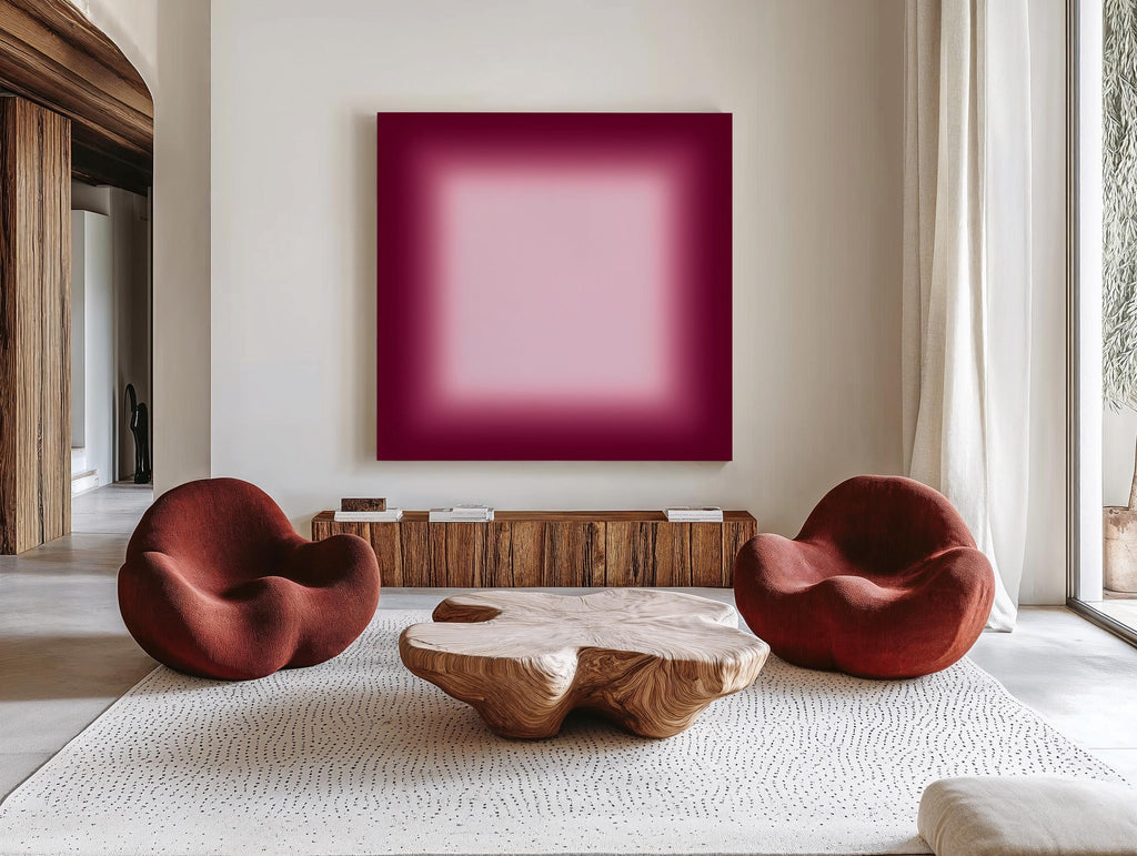 Burgundy Gradient Abstract Art Print, Modern Wine Red Wall Decor, Square Artwork