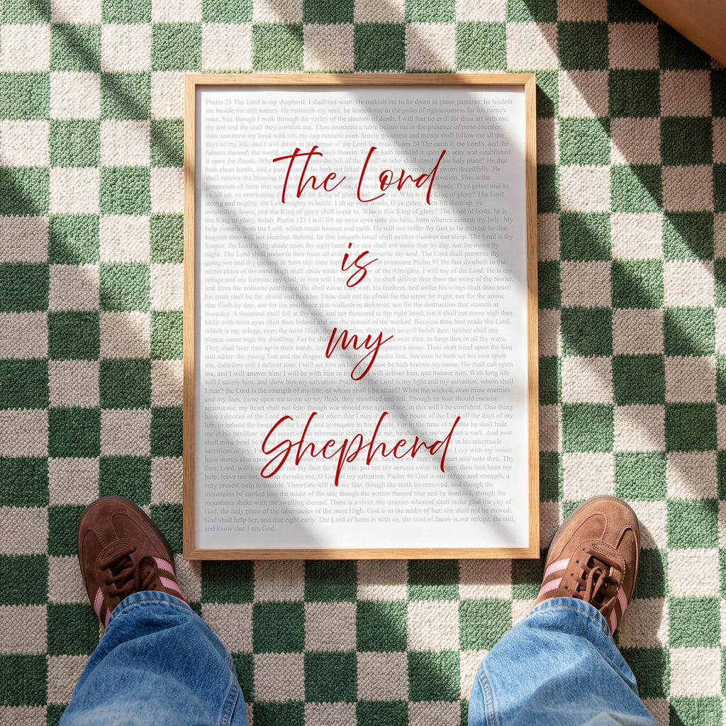 Psalm 23 Print, The Lord Is My Shepherd Wall Art, Christian Bible Verse Decor