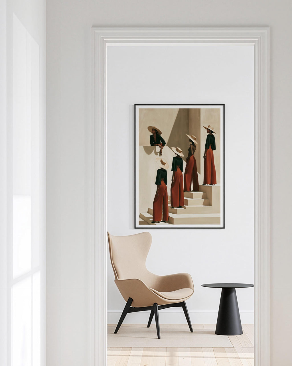 Black Women Wall Art Print, African American Fashion Poster, Neutral Decor
