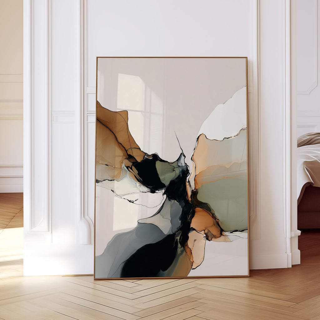 Neutral Abstract Art Print, Earth Tone Alcohol Ink Poster, Modern Decor