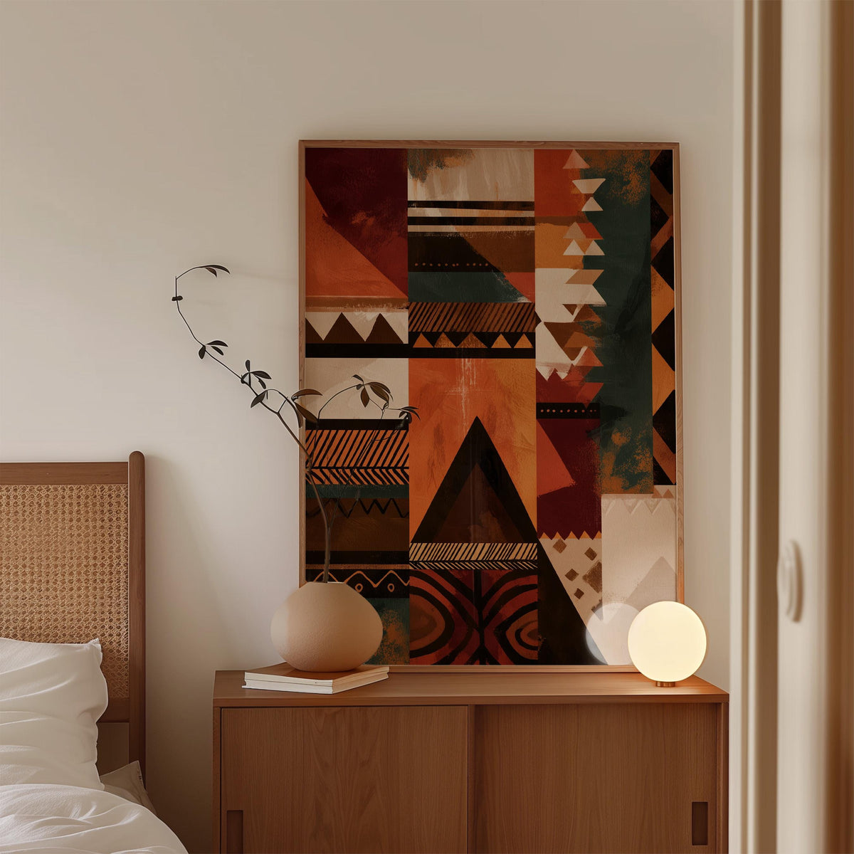 Afrocentric Wall Art Print, African Pattern Poster, Tribal Geometric Decor